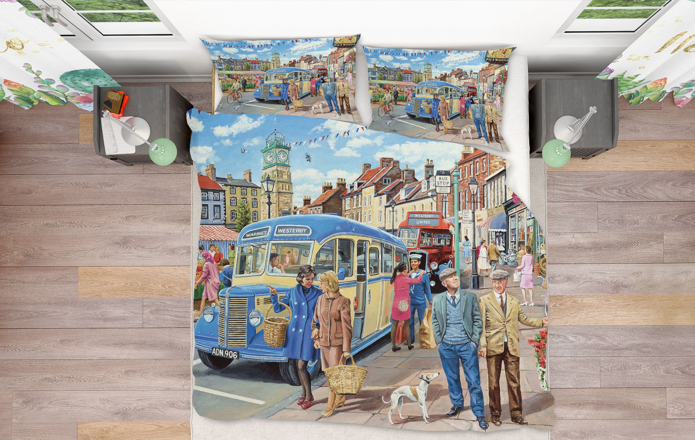 3D Country Bus Terminus 2016 Trevor Mitchell bedding Bed Pillowcases Quilt