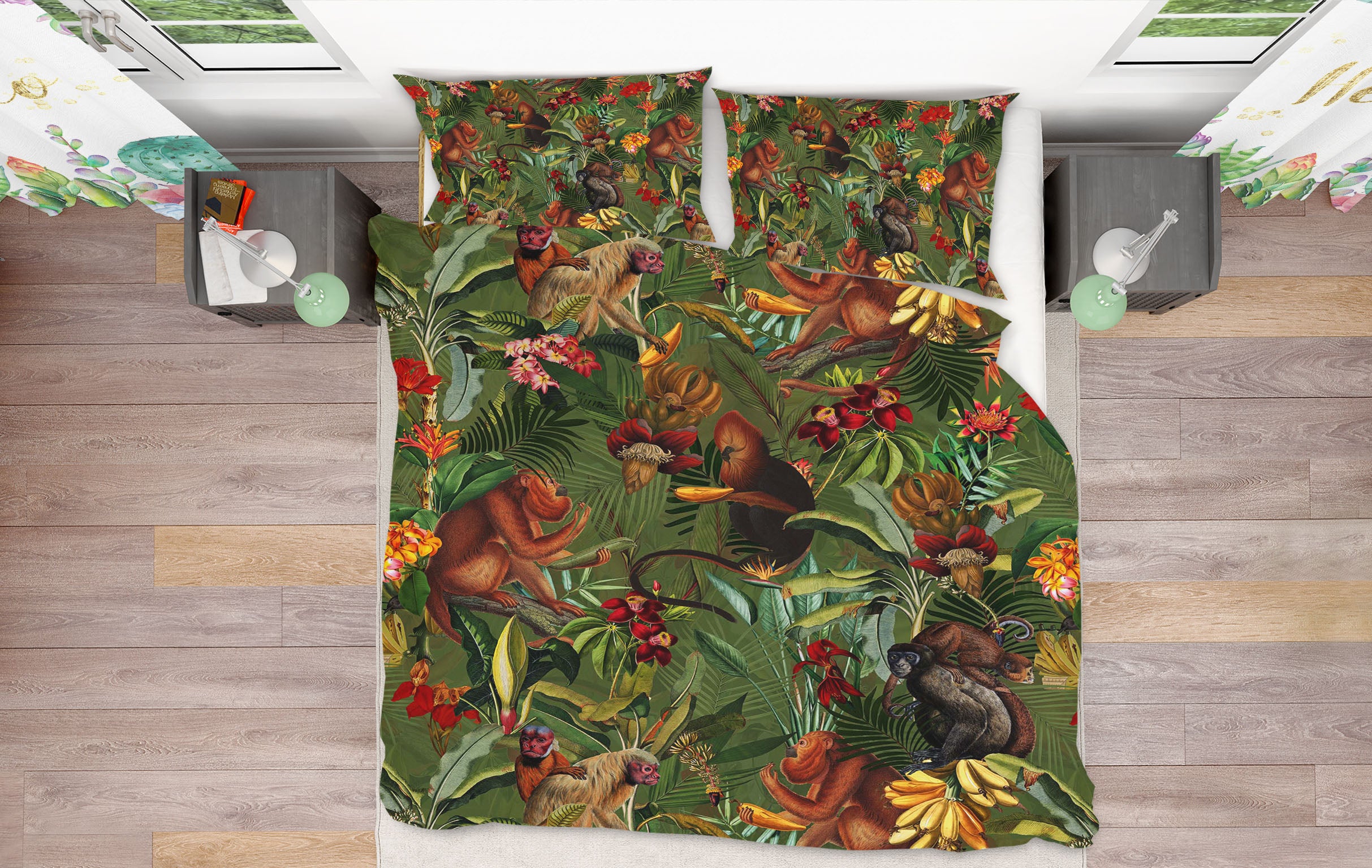 3D Apes Flower 128 Uta Naumann Bedding Bed Pillowcases Quilt