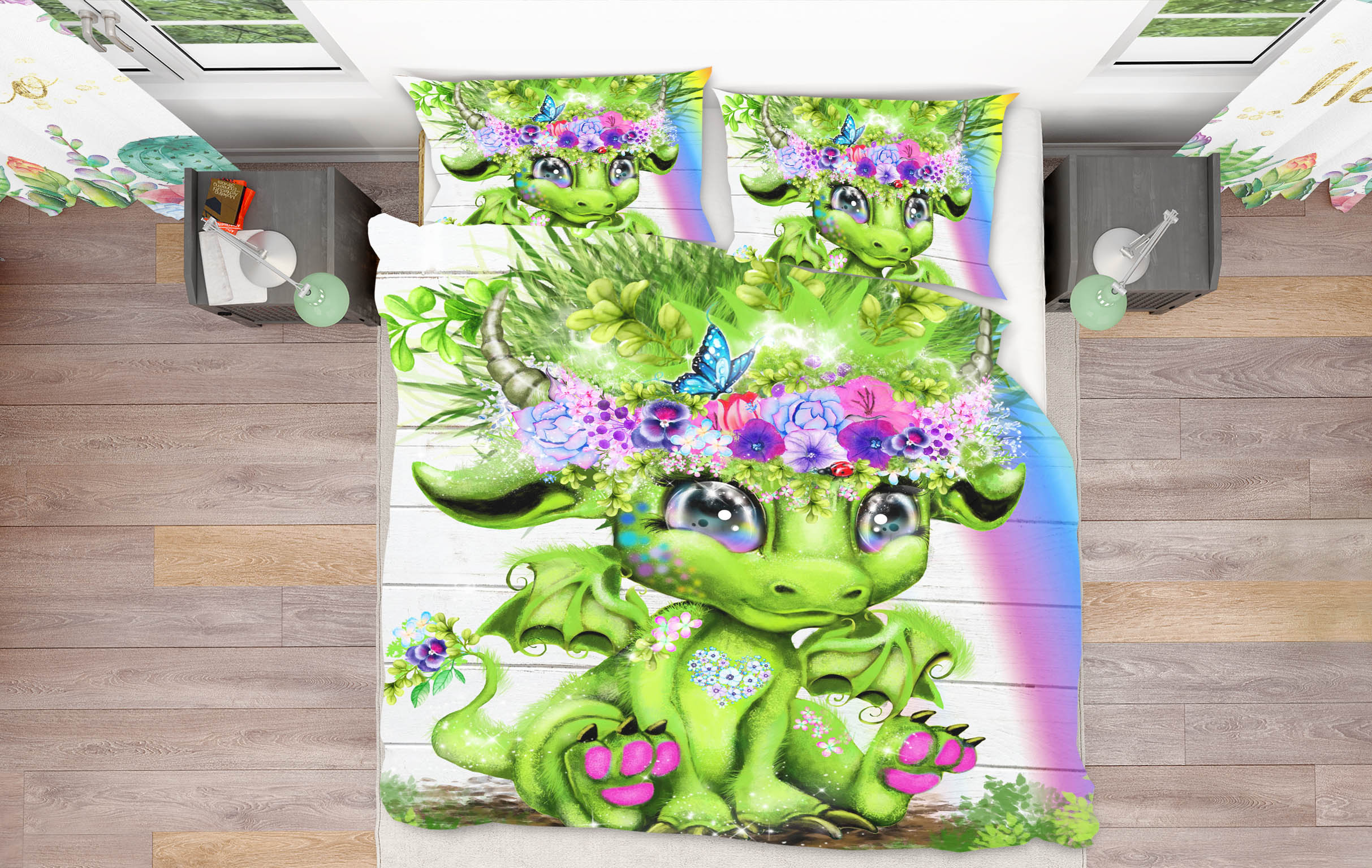 3D Rainbow Dragon 8612 Sheena Pike Bedding Bed Pillowcases Quilt Cover Duvet Cover