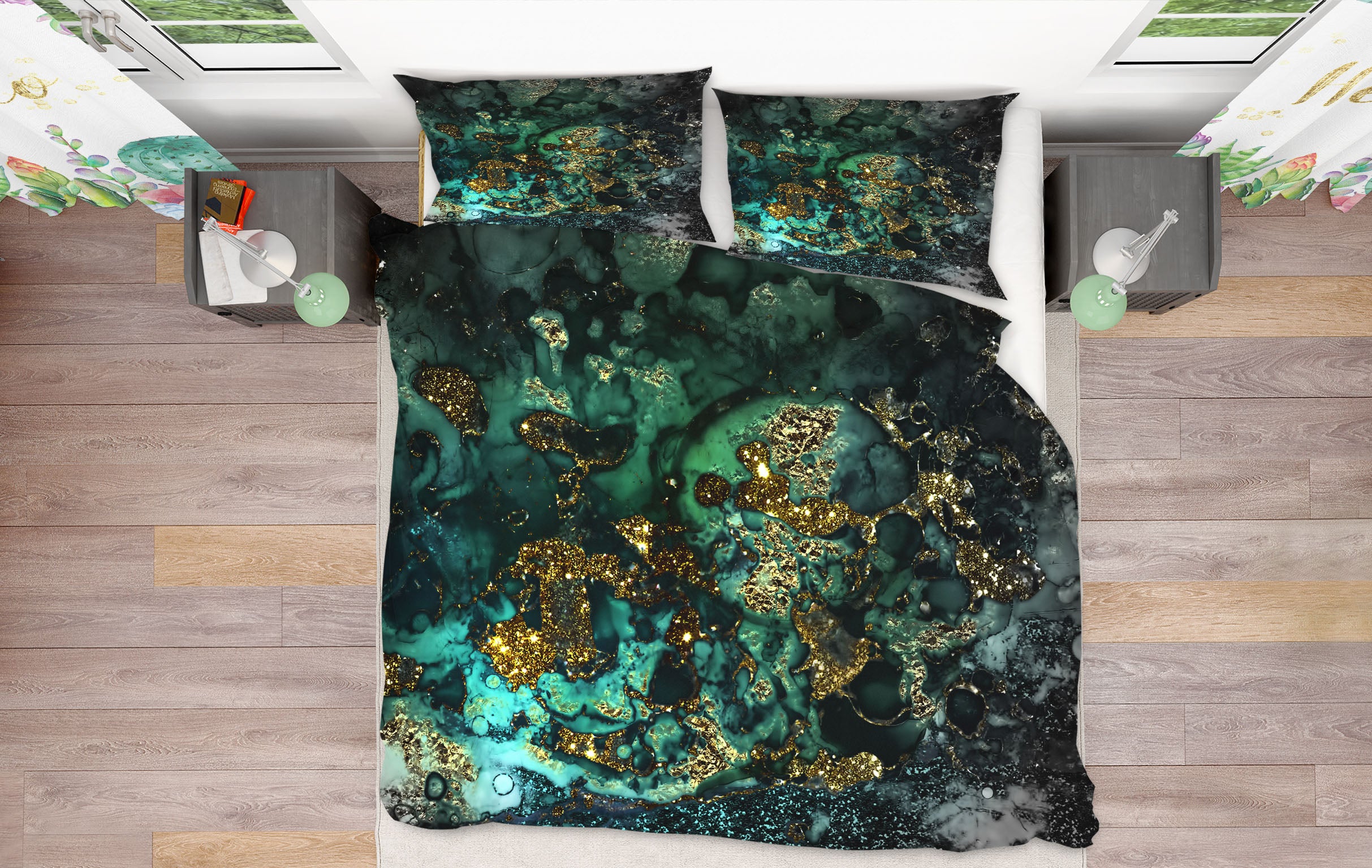 3D Green Turbulence 021 Uta Naumann Bedding Bed Pillowcases Quilt
