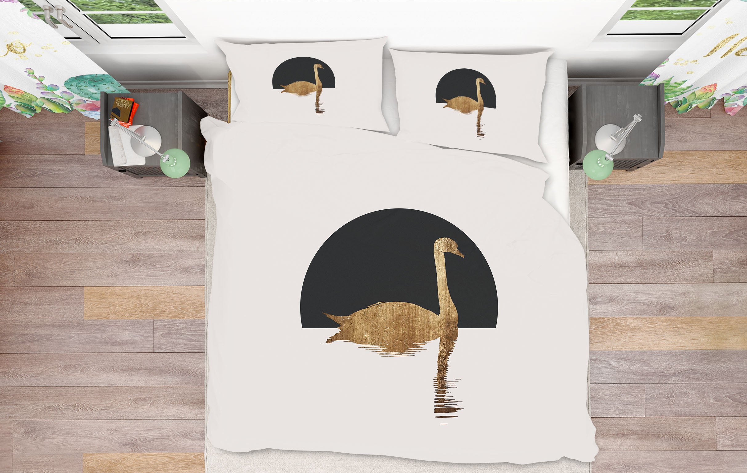 3D Black Moon Swan 224 Boris Draschoff Bedding Bed Pillowcases Quilt