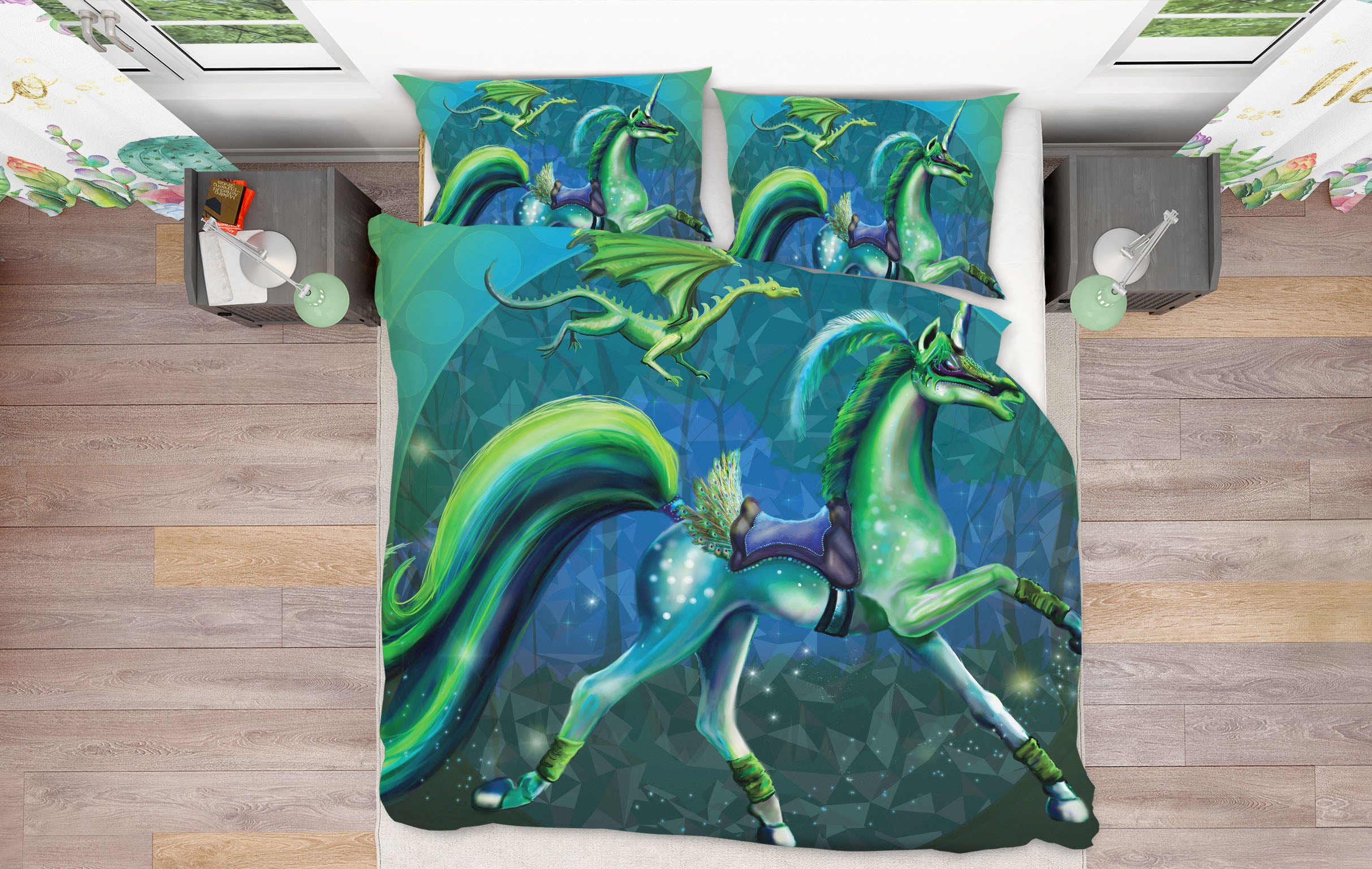 3D Walking Unicorn 122 Rose Catherine Khan Bedding Bed Pillowcases Quilt