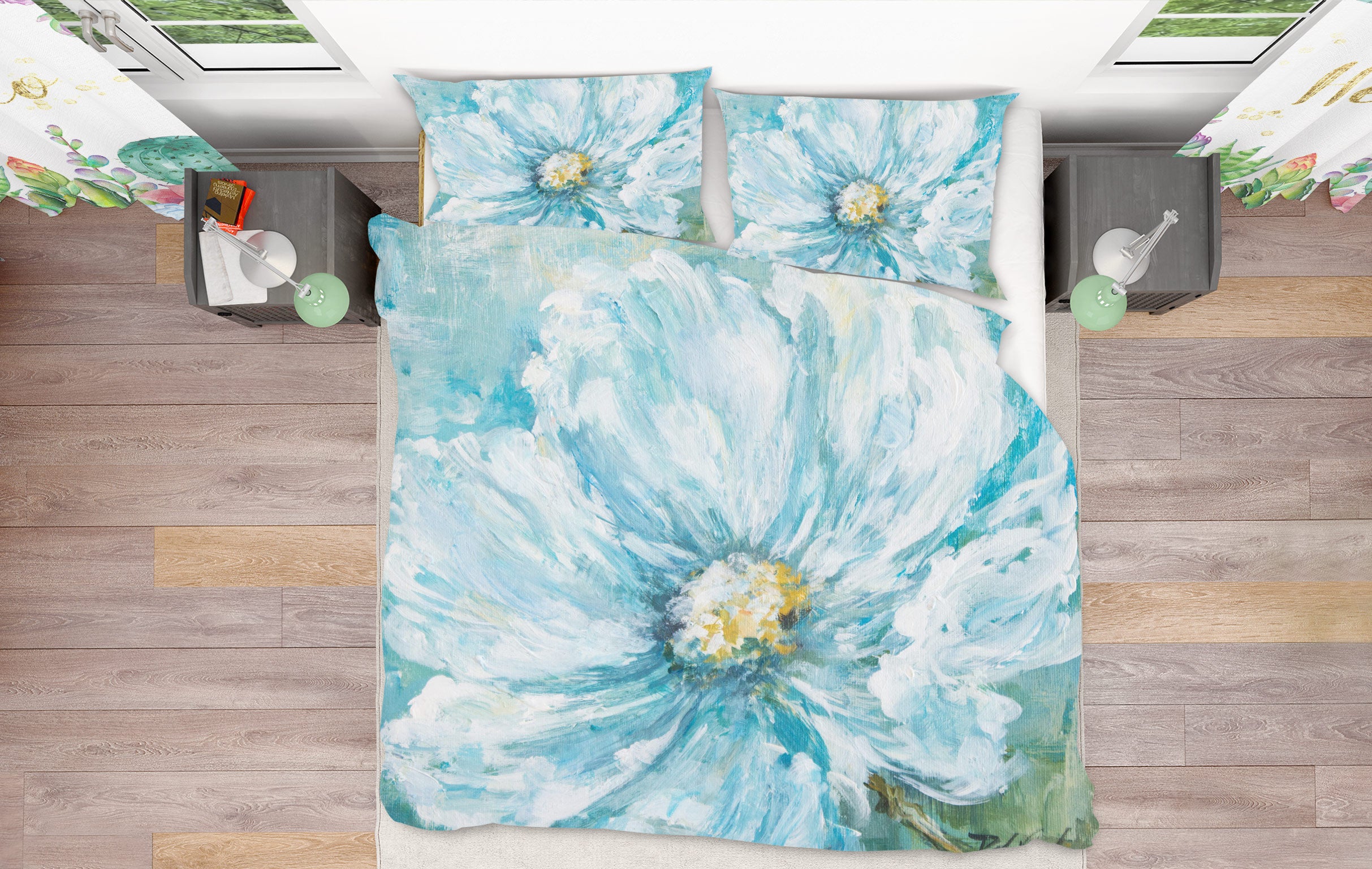 3D Flower White 2079 Debi Coules Bedding Bed Pillowcases Quilt