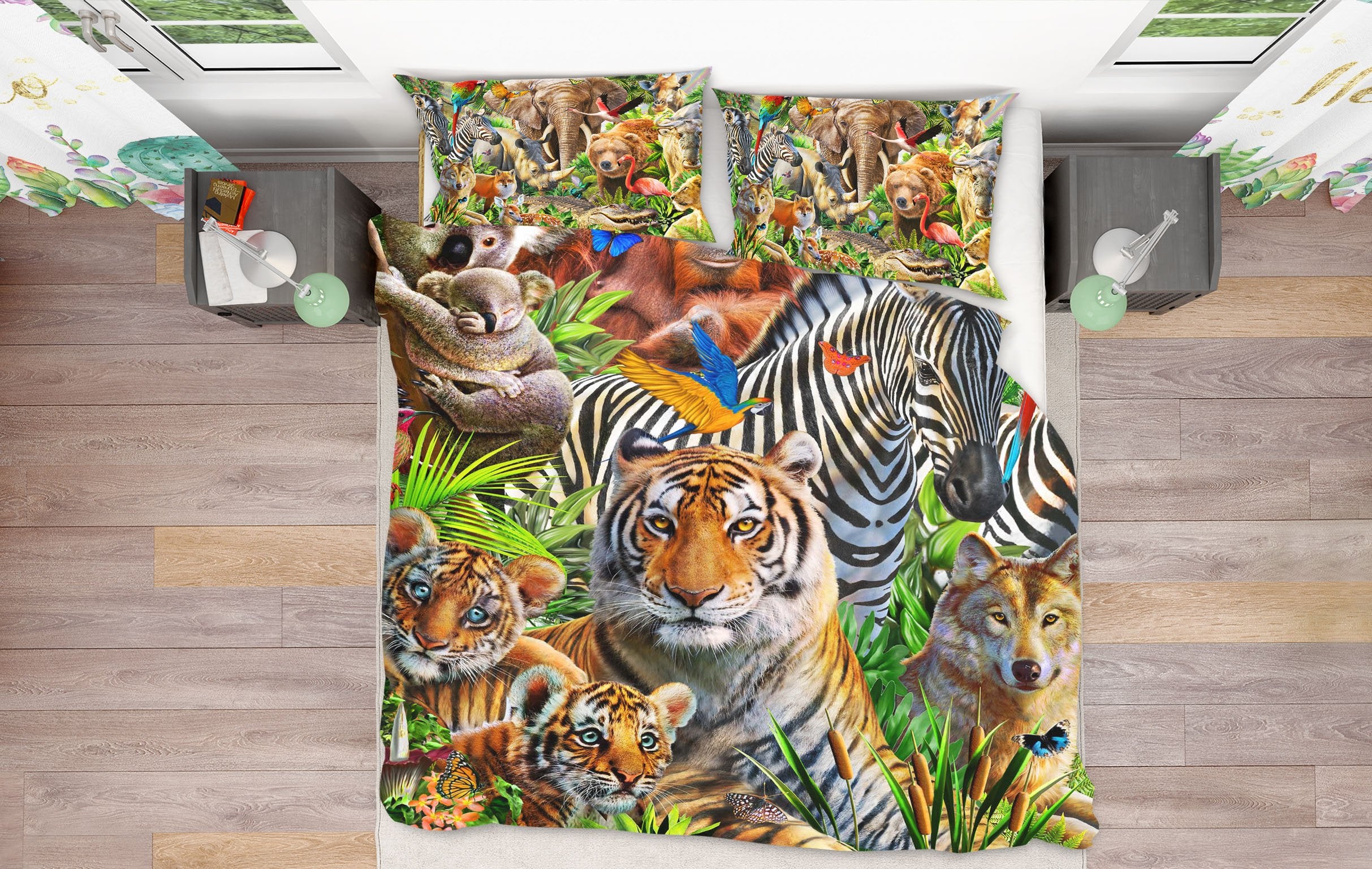 3D Animal World 2130 Adrian Chesterman Bedding Bed Pillowcases Quilt Quiet Covers AJ Creativity Home 