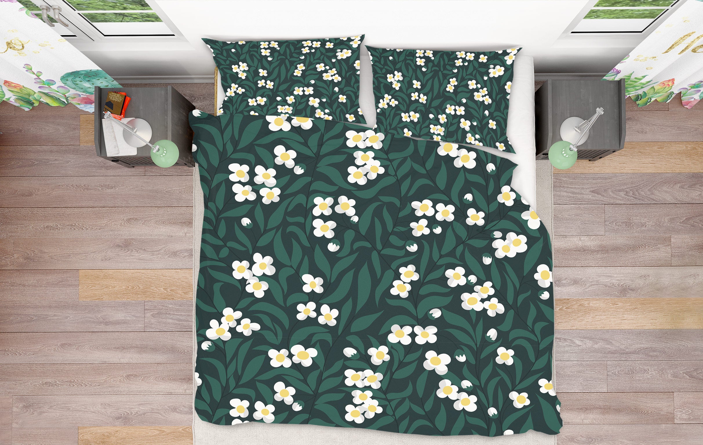 3D White Flower Leaf 109124 Kashmira Jayaprakash Bedding Bed Pillowcases Quilt