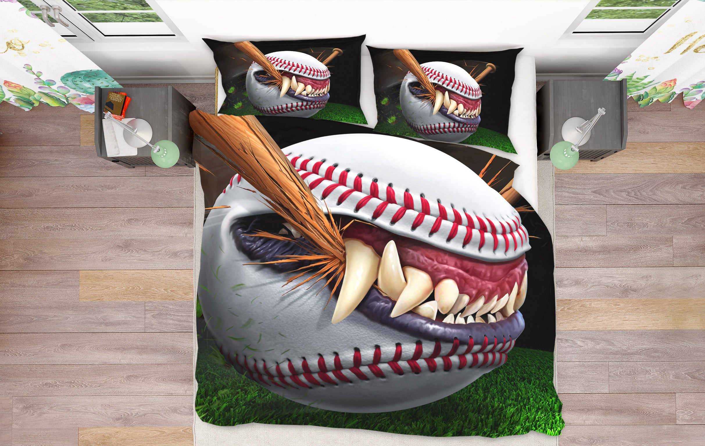 3D Baseball Cusp Teeth 4055 Tom Wood Bedding Bed Pillowcases Quilt