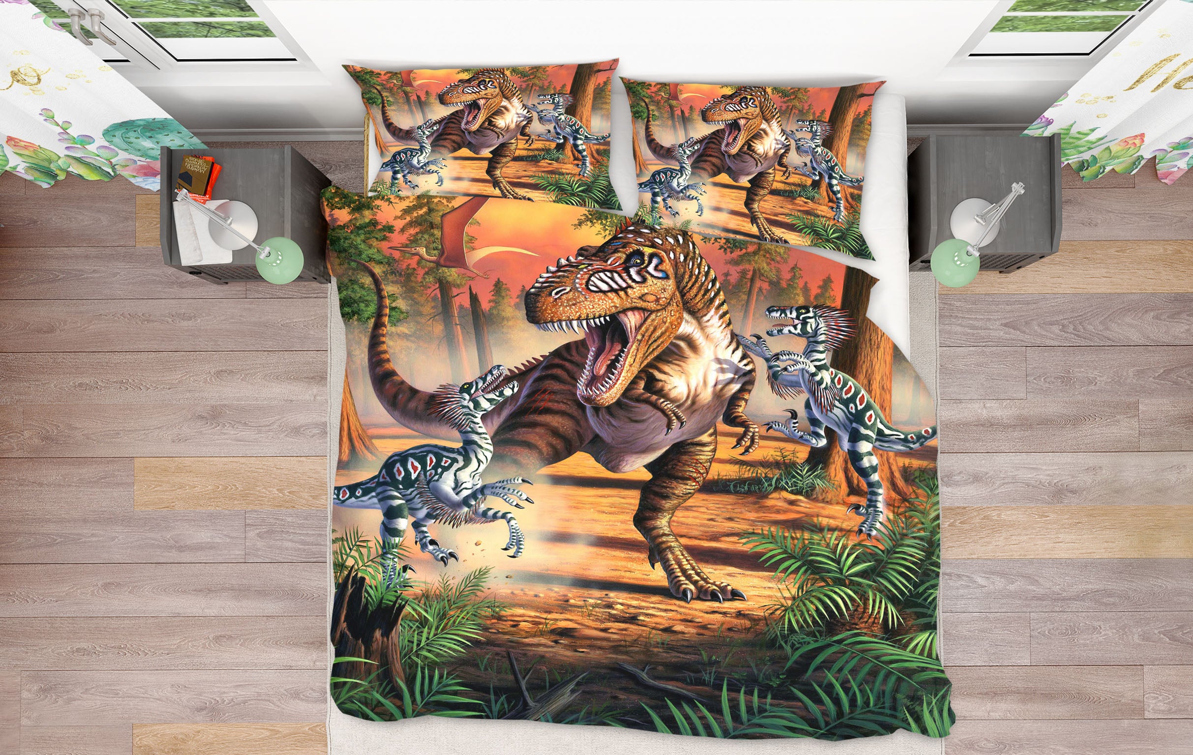 3D Dino Battle 2103 Jerry LoFaro bedding Bed Pillowcases Quilt