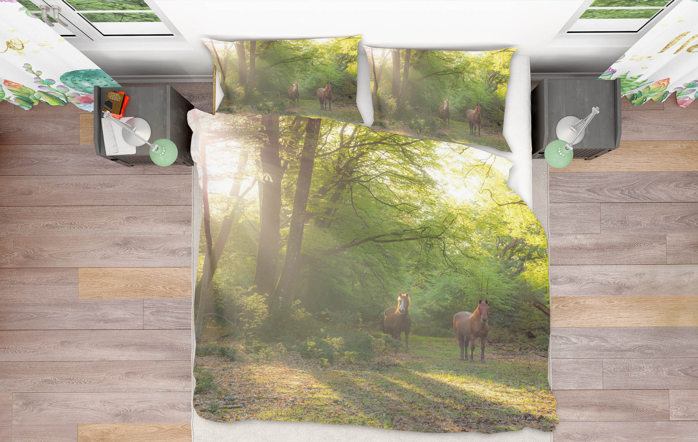 3D Sunshine Trees Horse 8649 Assaf Frank Bedding Bed Pillowcases Quilt