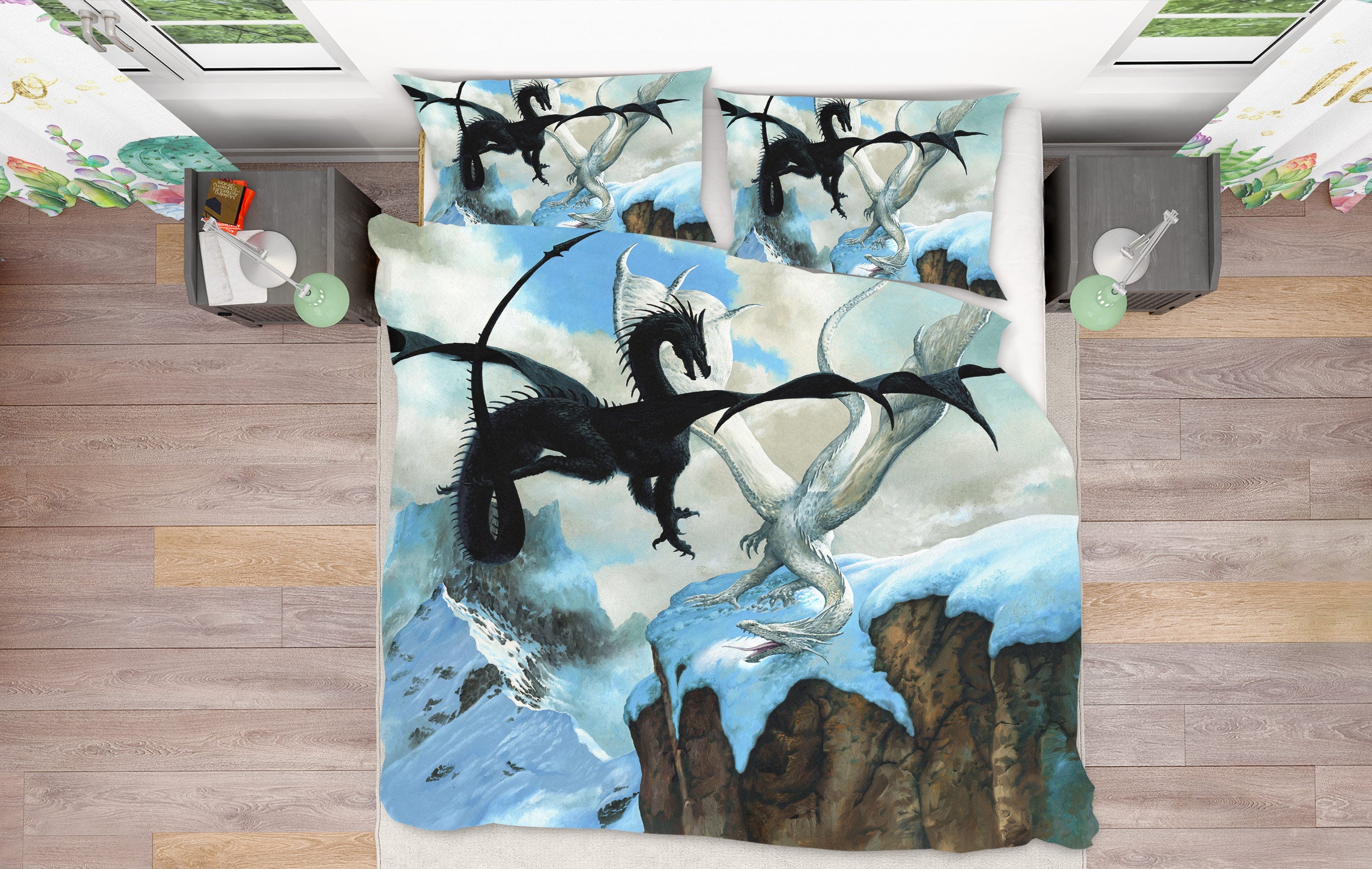 3D Black White Dragon 6224 Ciruelo Bedding Bed Pillowcases Quilt