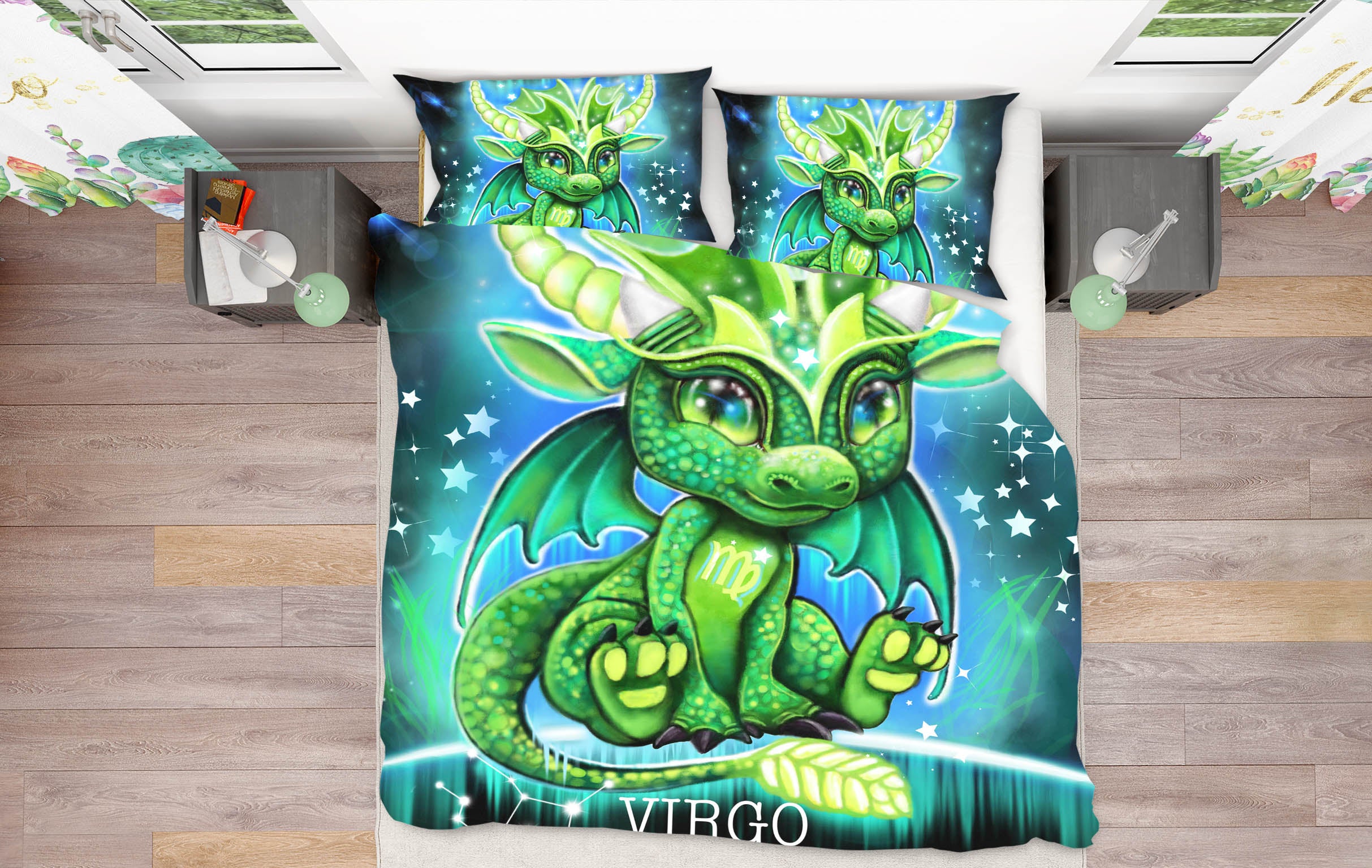 3D Green Dragon Virgo 8625 Sheena Pike Bedding Bed Pillowcases Quilt Cover Duvet Cover