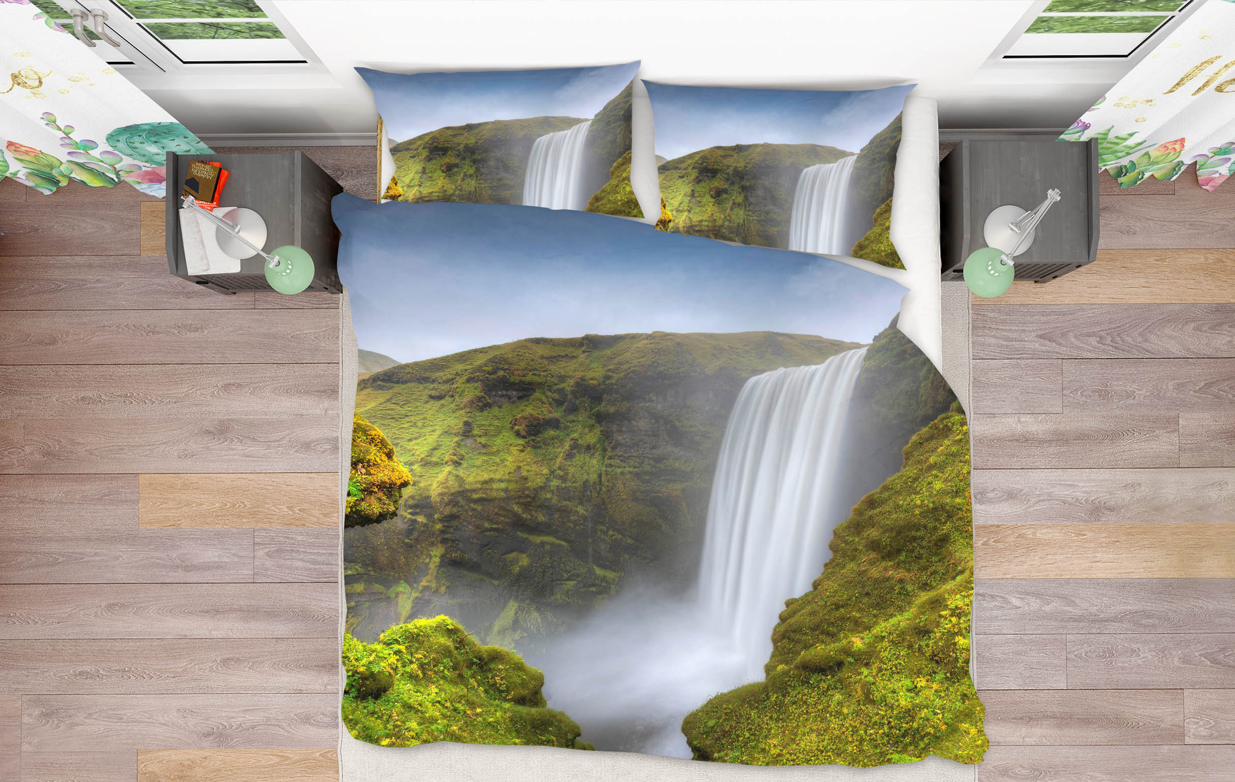 3D Waterfall Nature 071 Marco Carmassi Bedding Bed Pillowcases Quilt