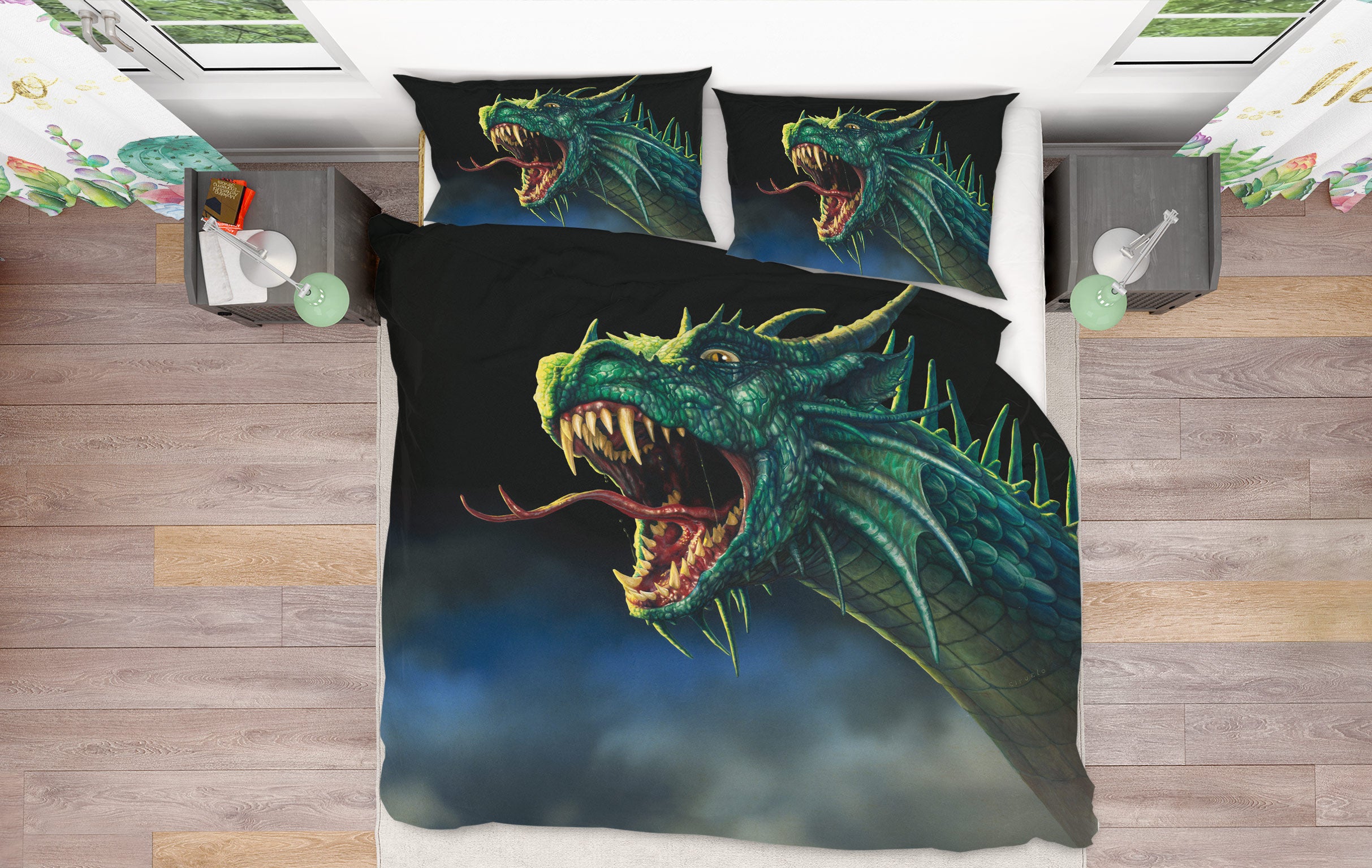 3D Green Dragon 6178 Ciruelo Bedding Bed Pillowcases Quilt