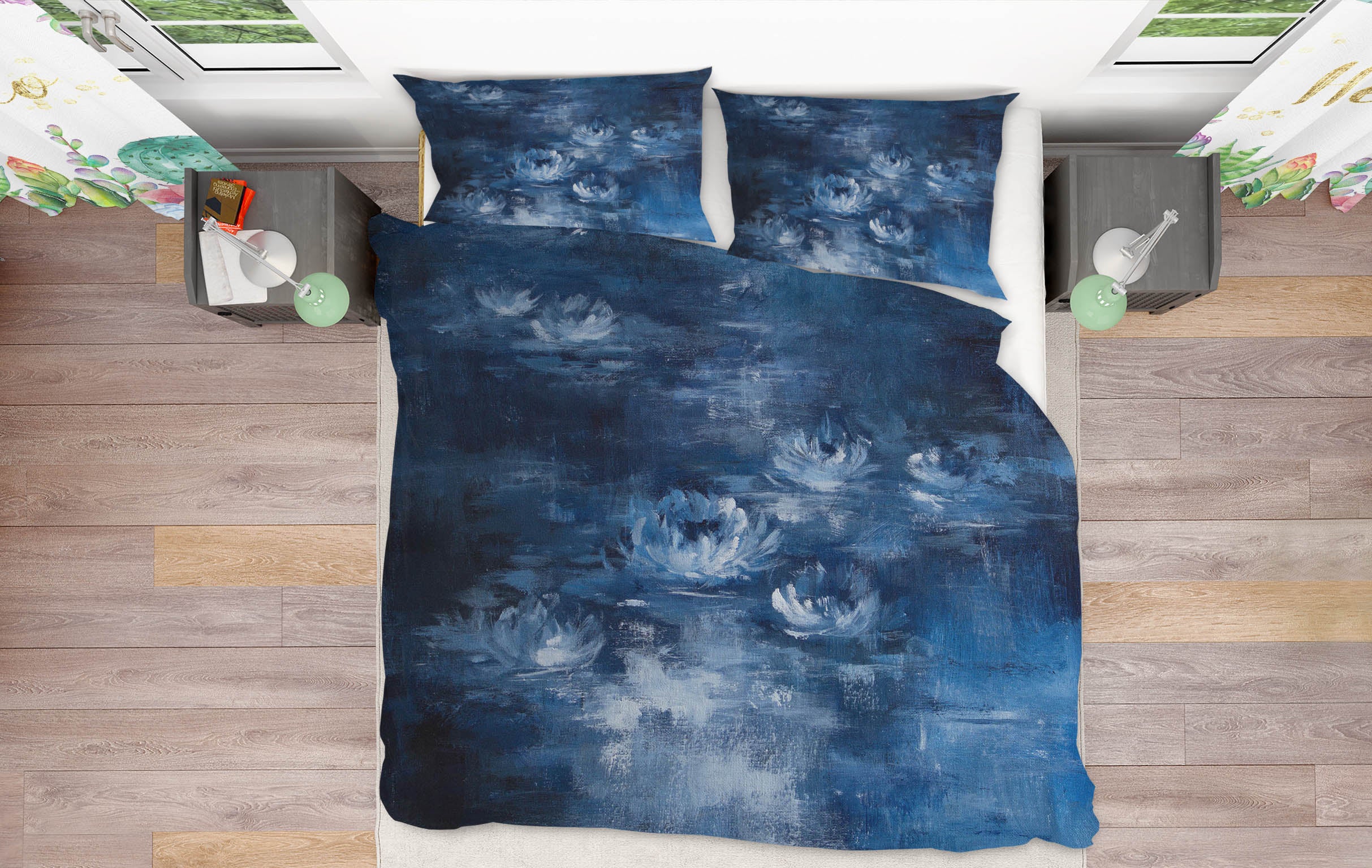 3D Blue Lotus 103 Debi Coules Bedding Bed Pillowcases Quilt
