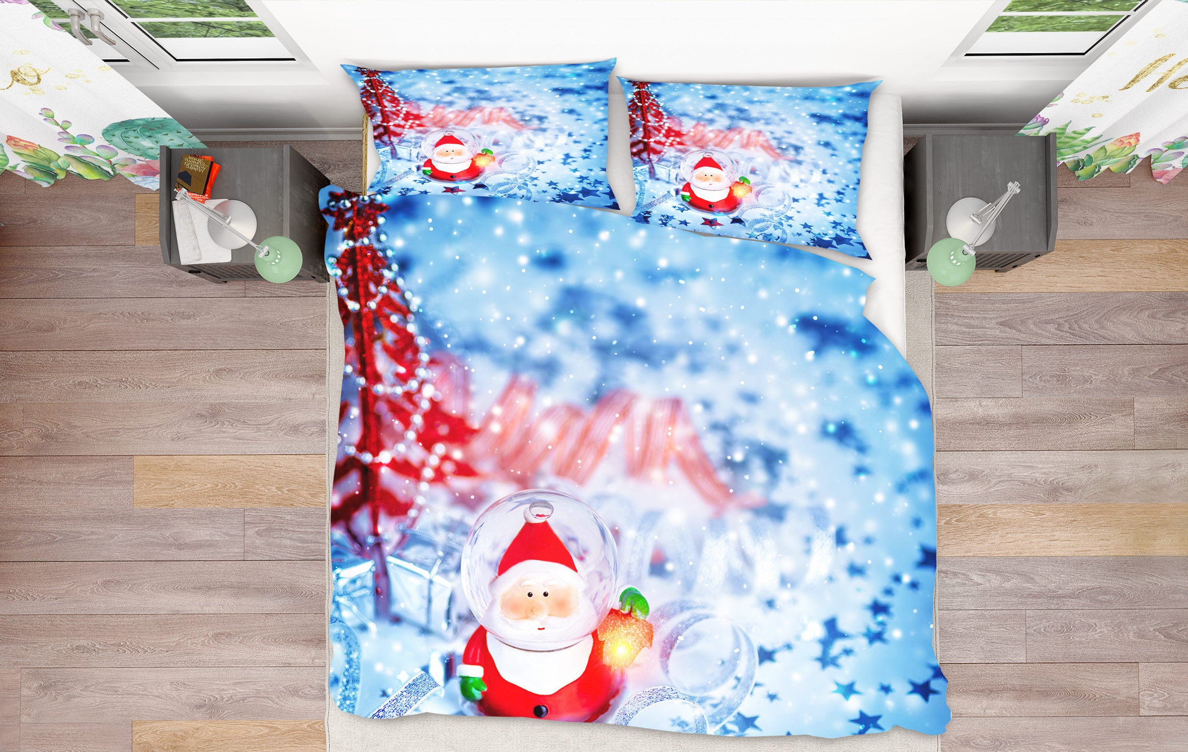 3D Santa Claus Ornaments 52120 Christmas Quilt Duvet Cover Xmas Bed Pillowcases