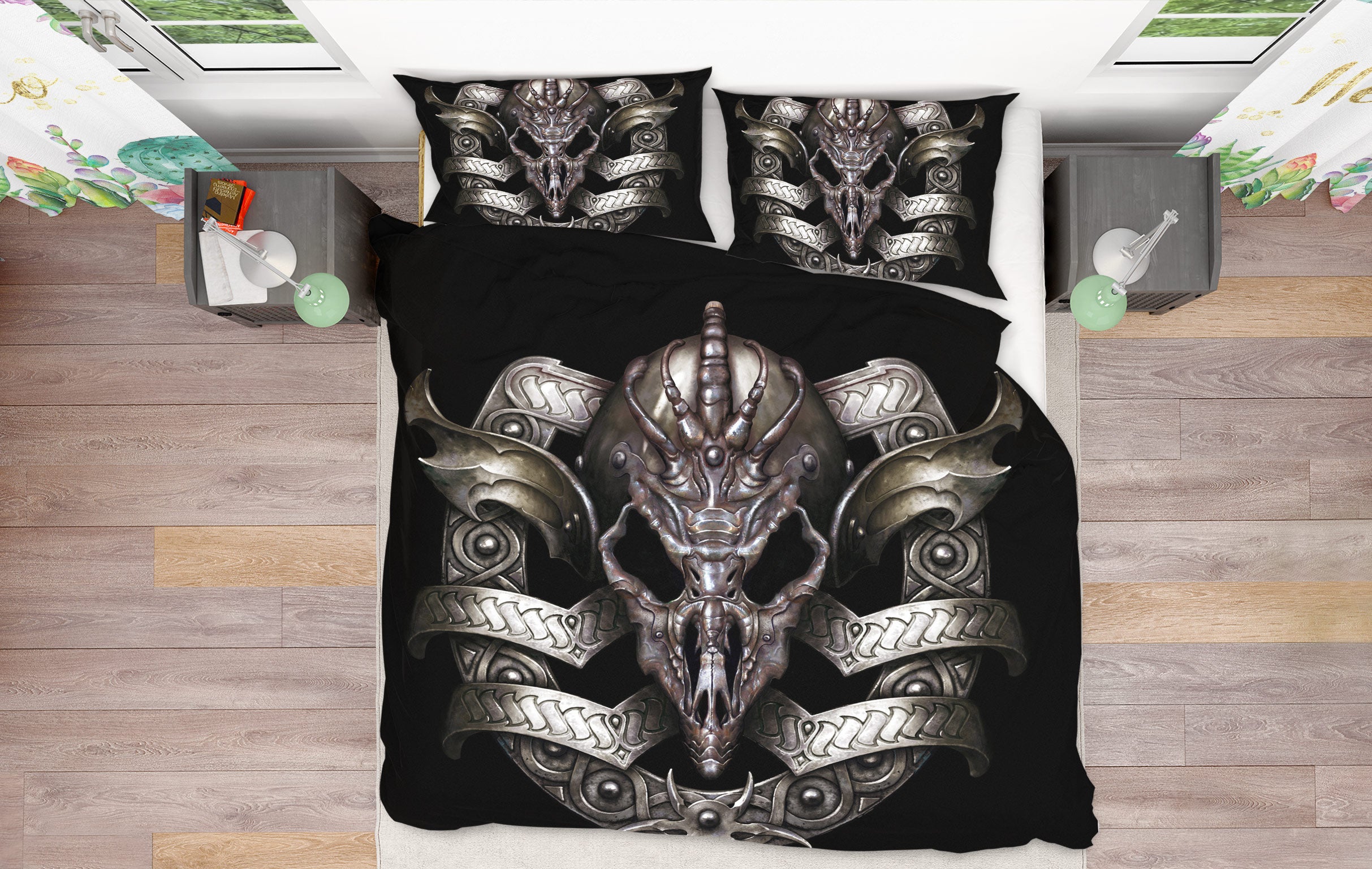 3D Metal Skull Pattern 6212 Ciruelo Bedding Bed Pillowcases Quilt