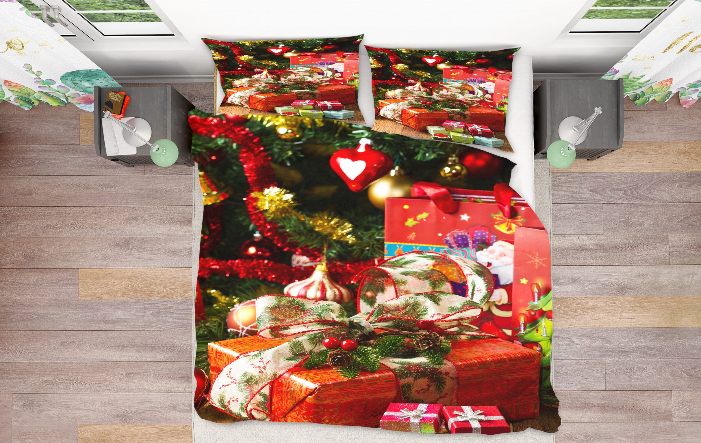 3D Gift Box 52112 Christmas Quilt Duvet Cover Xmas Bed Pillowcases