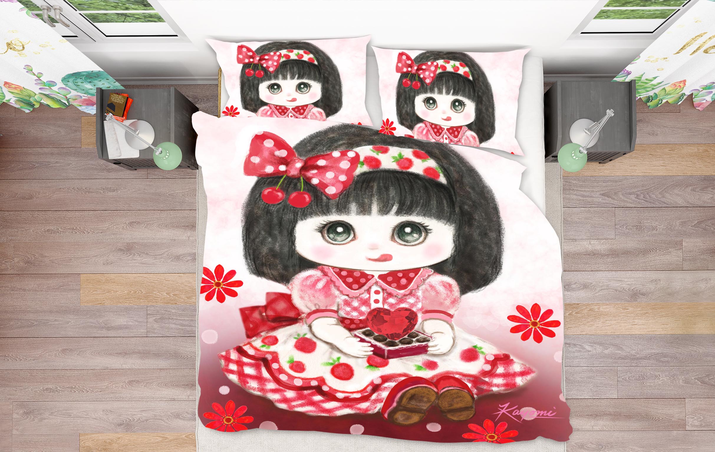 3D Strawberry Girl 5828 Kayomi Harai Bedding Bed Pillowcases Quilt Cover Duvet Cover