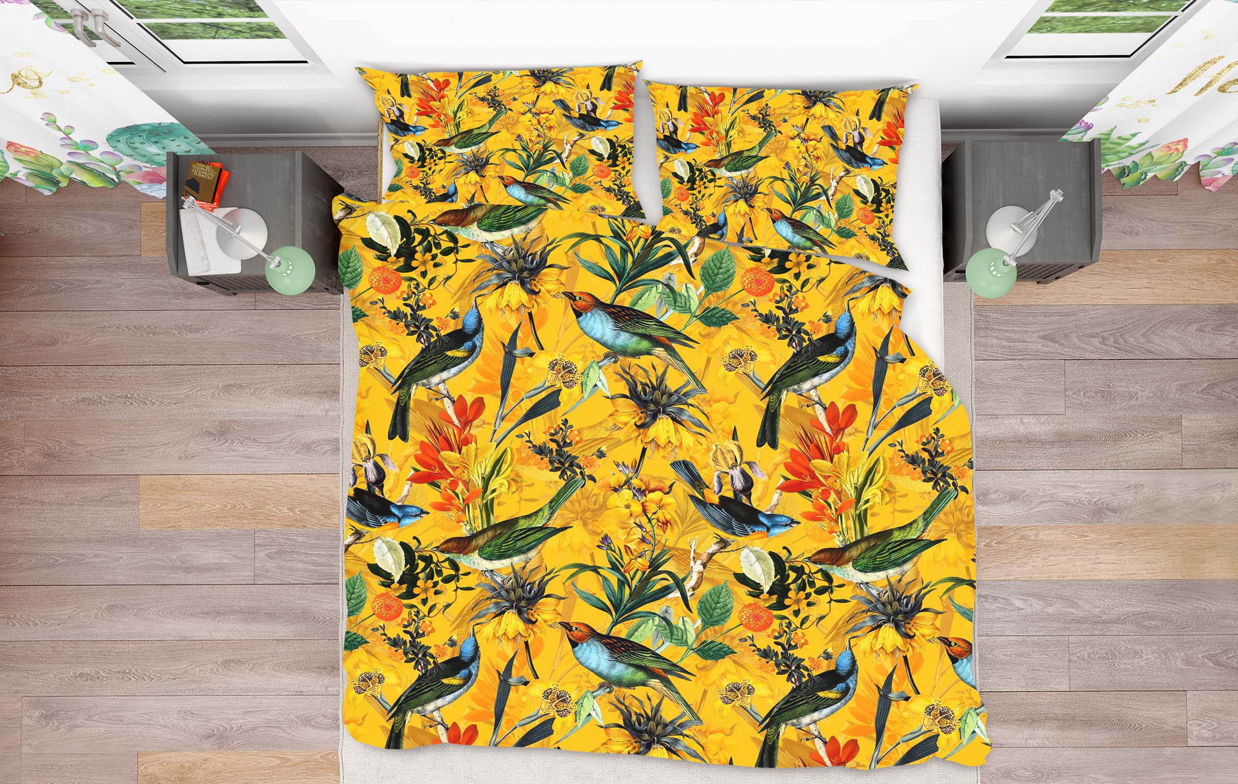 3D Yellow Flower Bird 117 Uta Naumann Bedding Bed Pillowcases Quilt