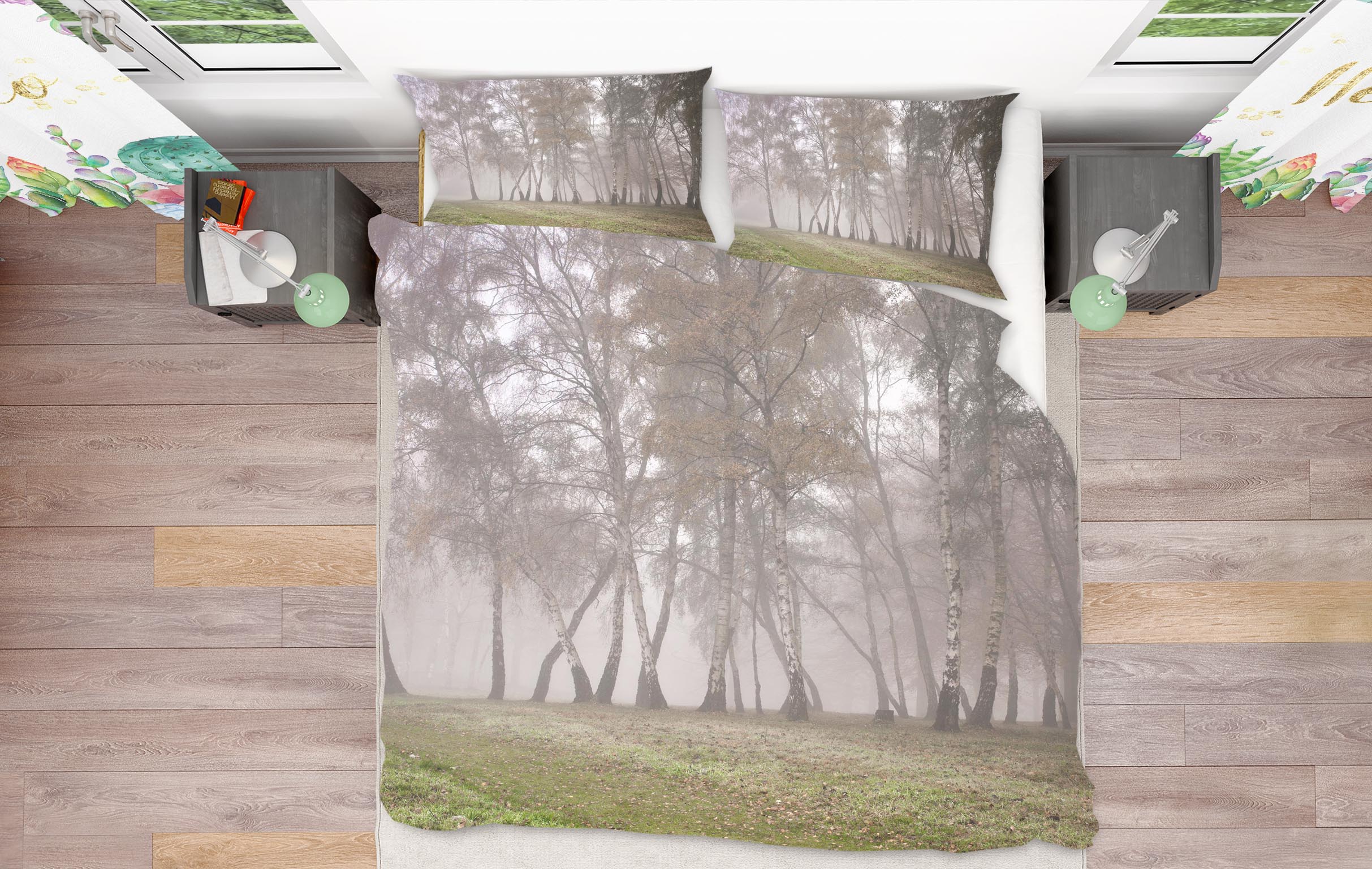 3D Misty Trees 8594 Assaf Frank Bedding Bed Pillowcases Quilt
