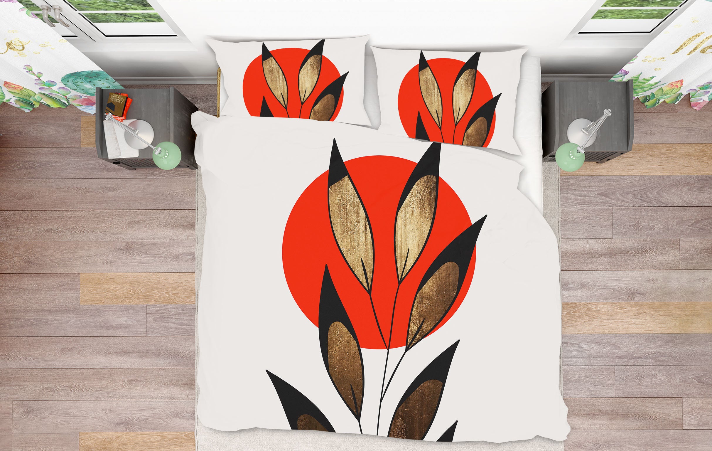 3D Red Sun Leaves 123 Boris Draschoff Bedding Bed Pillowcases Quilt