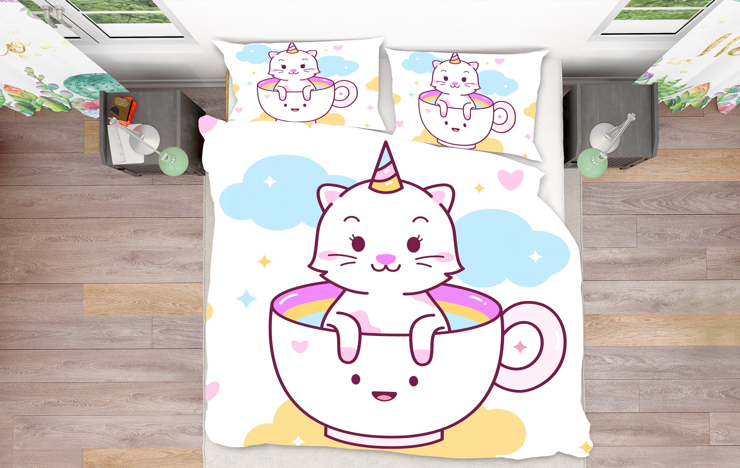 3D Teacup Unicorn 67043 Bed Pillowcases Quilt