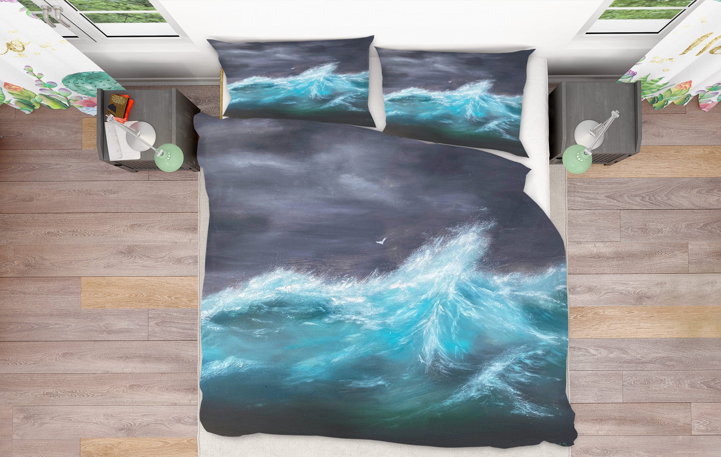 3D Blue Waves 9787 Marina Zotova Bedding Bed Pillowcases Quilt