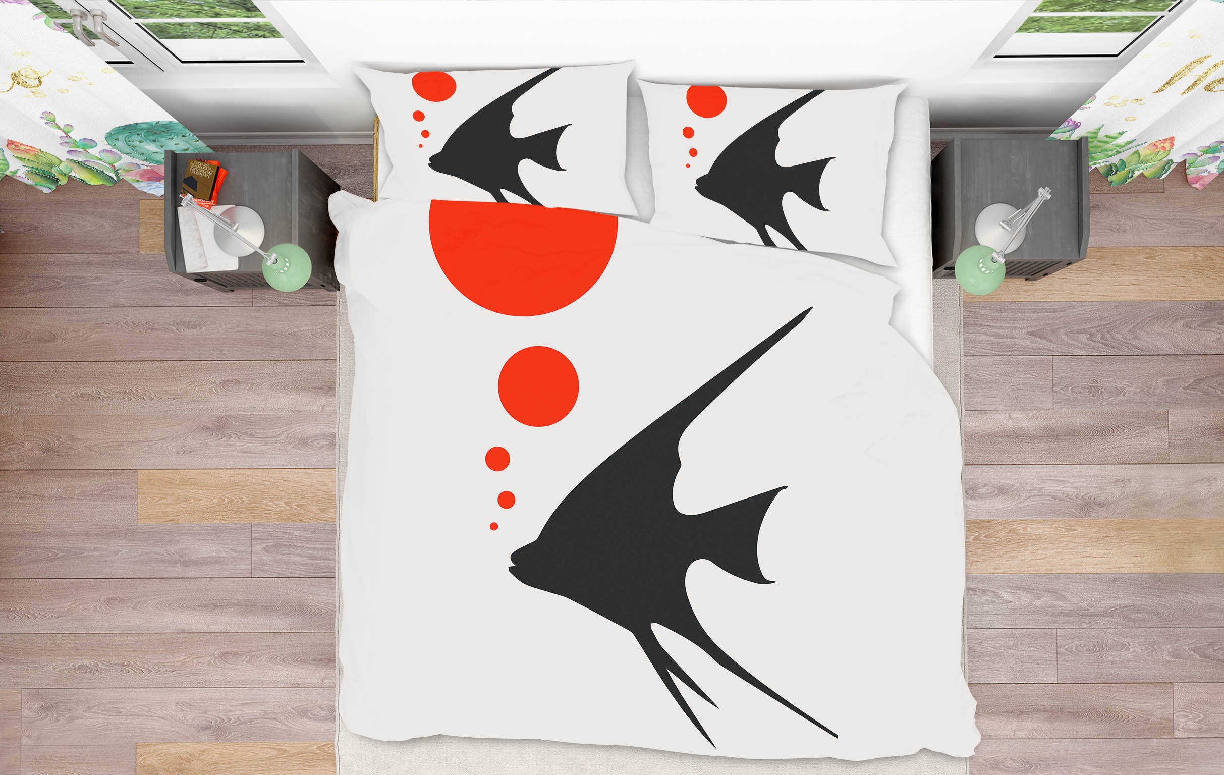 3D Fish Red Bubbles 115 Boris Draschoff Bedding Bed Pillowcases Quilt