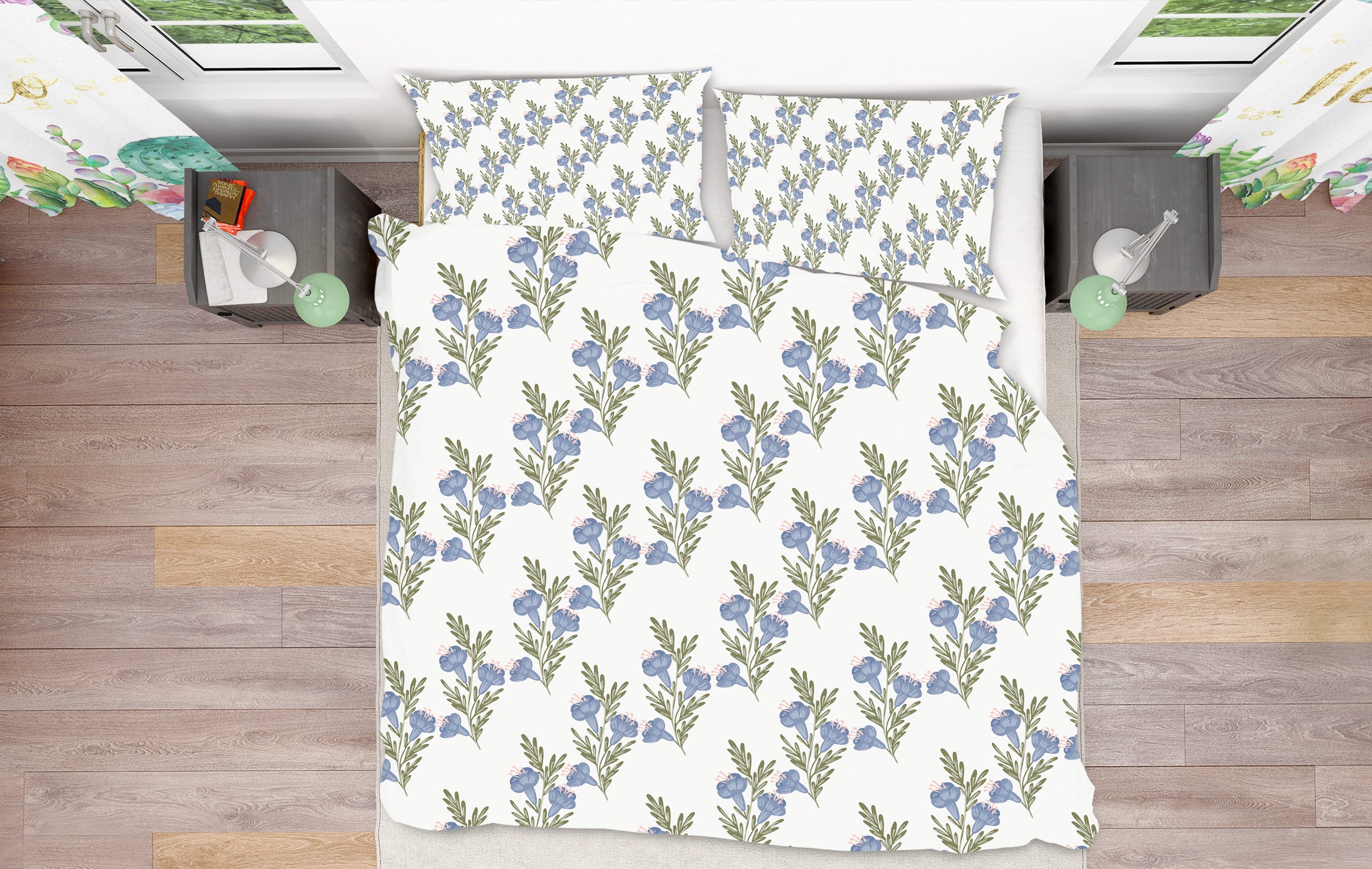 3D Blue Flowers Pattern 109153 Kashmira Jayaprakash Bedding Bed Pillowcases Quilt