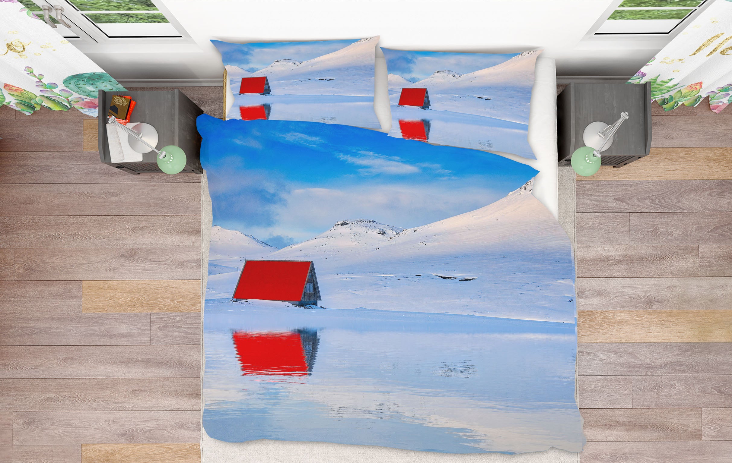 3D Red Hut River 137 Marco Carmassi Bedding Bed Pillowcases Quilt