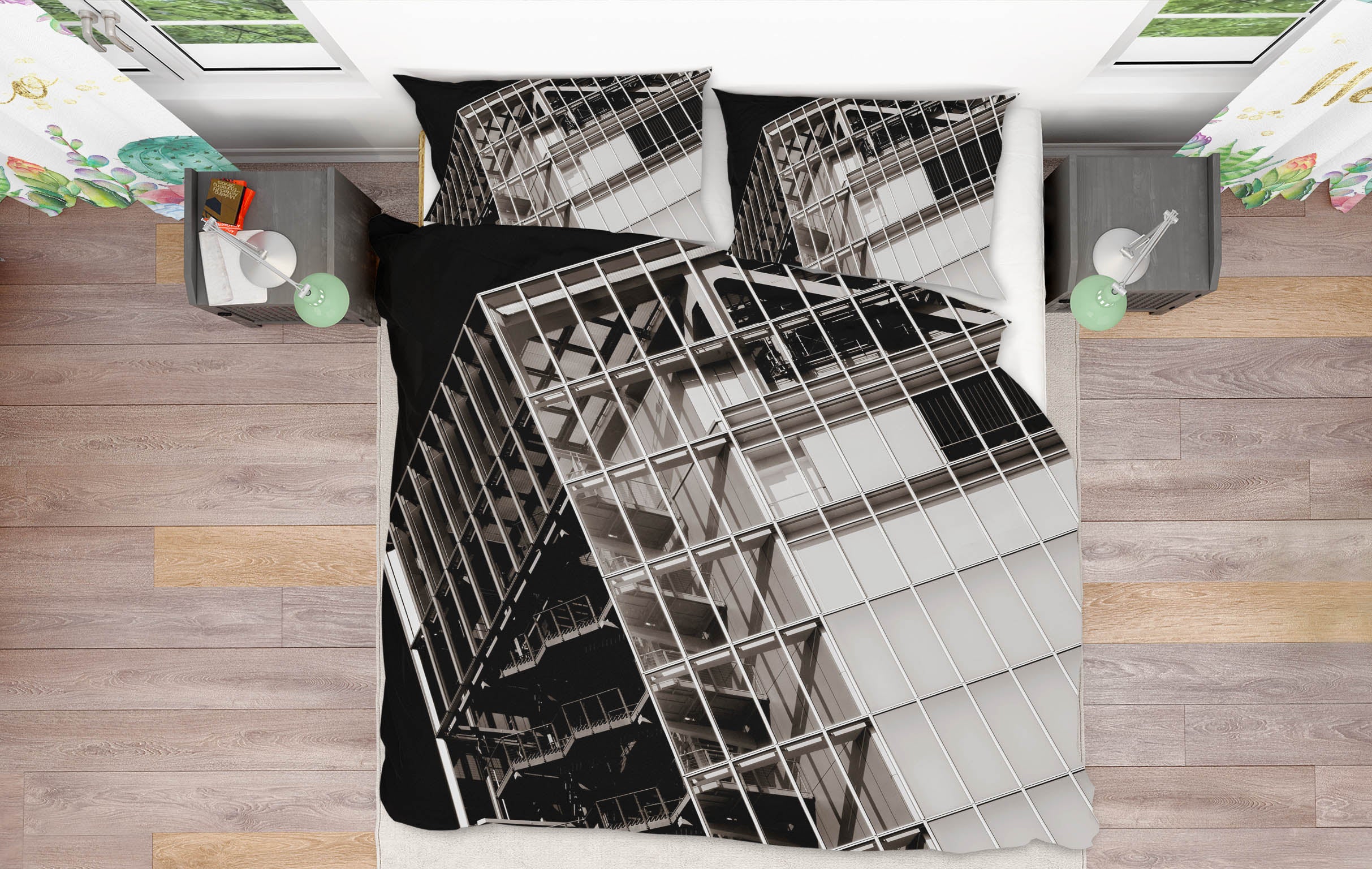 3D Tilted Building 2008 Noirblanc777 Bedding Bed Pillowcases Quilt