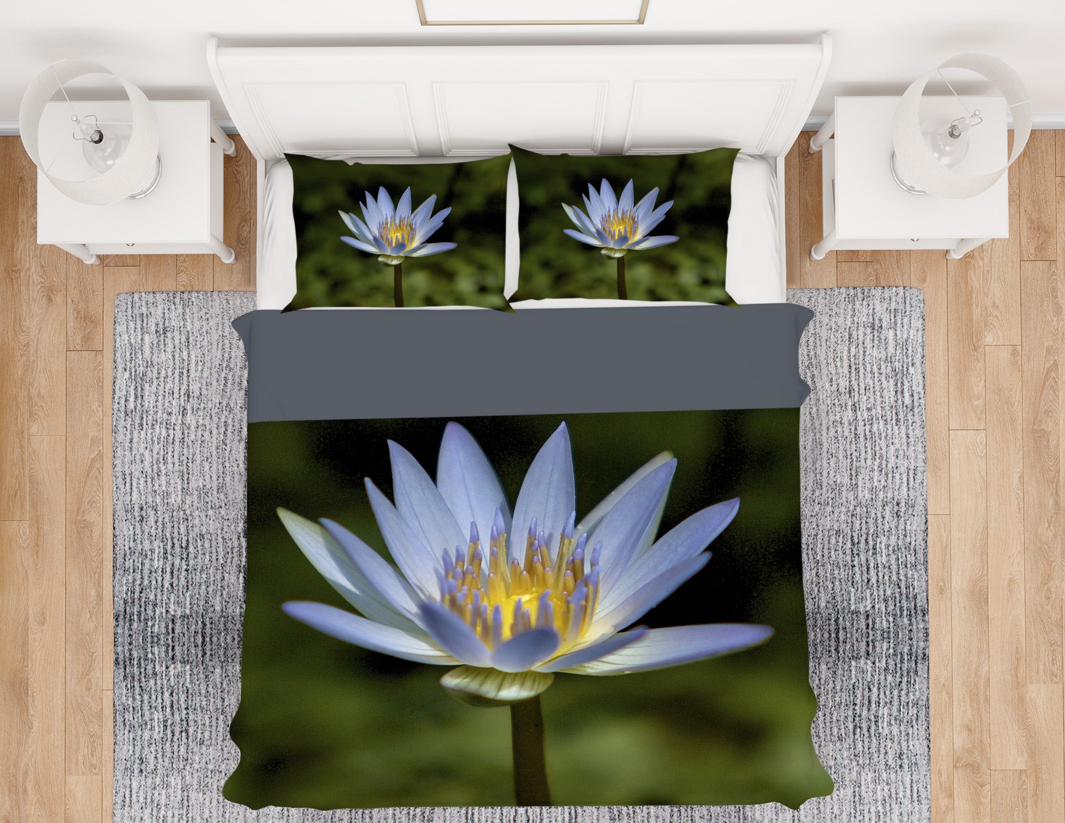 3D Lavendar Water Lily 2118 Kathy Barefield Bedding Bed Pillowcases Quilt