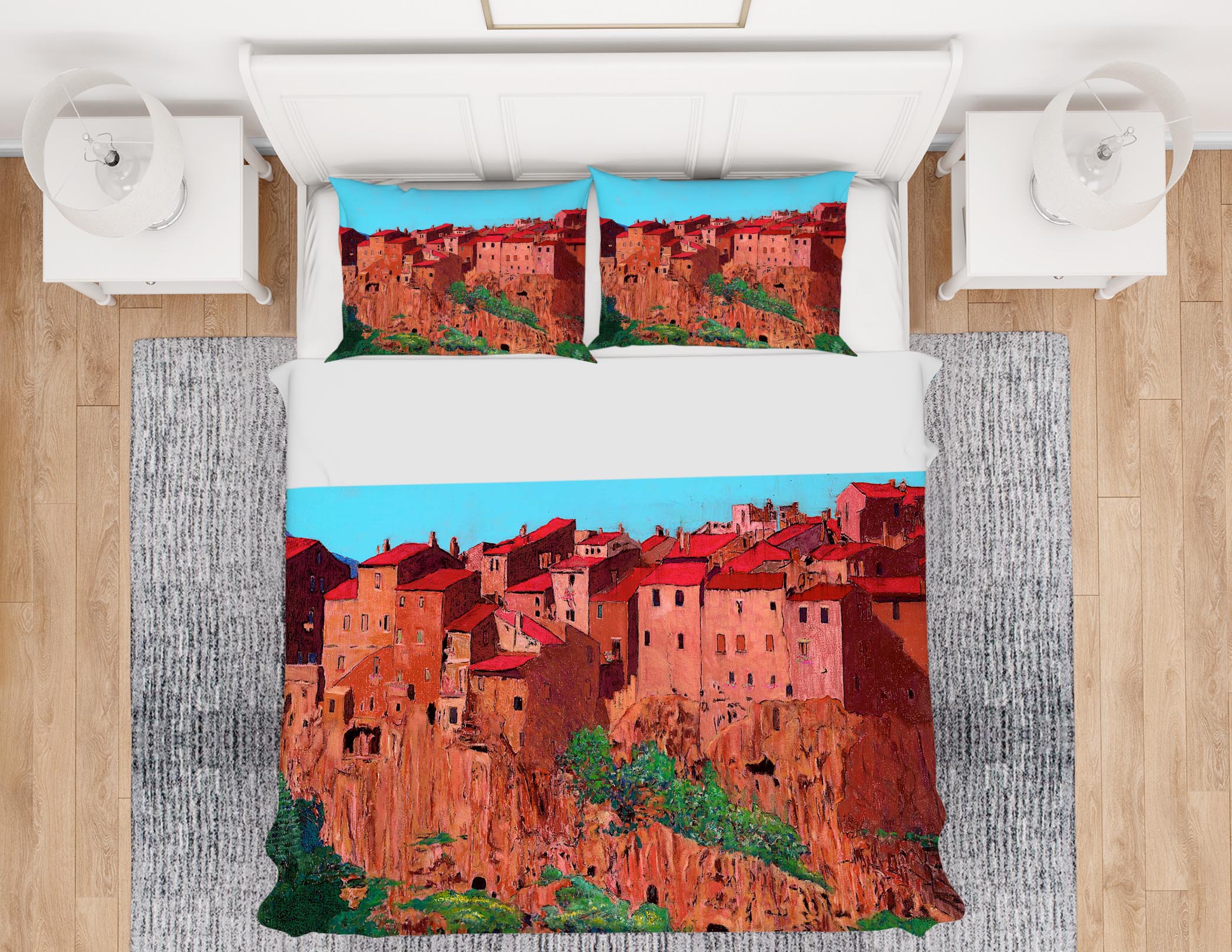 3D Pitigliano Village 2102 Allan P. Friedlander Bedding Bed Pillowcases Quilt