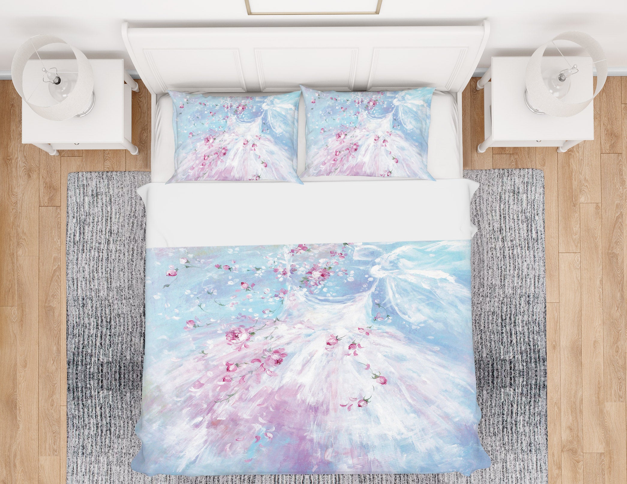 3D Petals Pink Skirt 2058 Debi Coules Bedding Bed Pillowcases Quilt