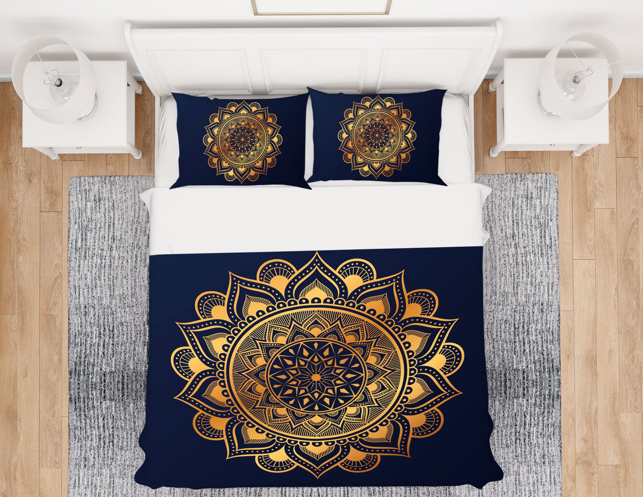 3D Golden Circle Pattern 64009 Bed Pillowcases Quilt