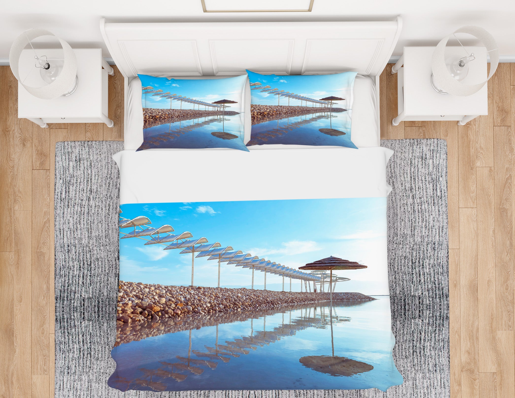 3D Seaside Stones Umbrella 8603 Assaf Frank Bedding Bed Pillowcases Quilt