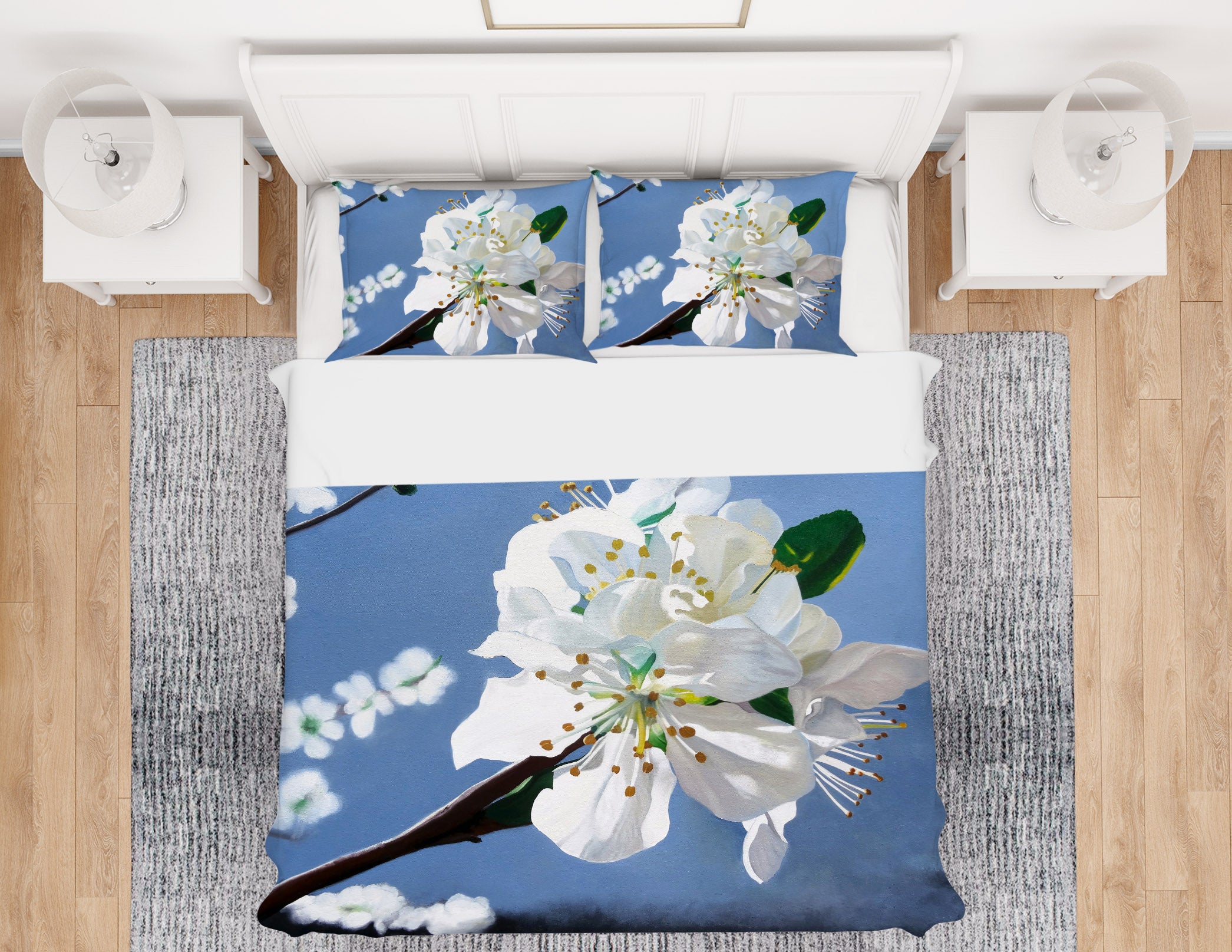 3D White Flowers 11064 Matthew Holden Bates Bedding Bed Pillowcases Quilt
