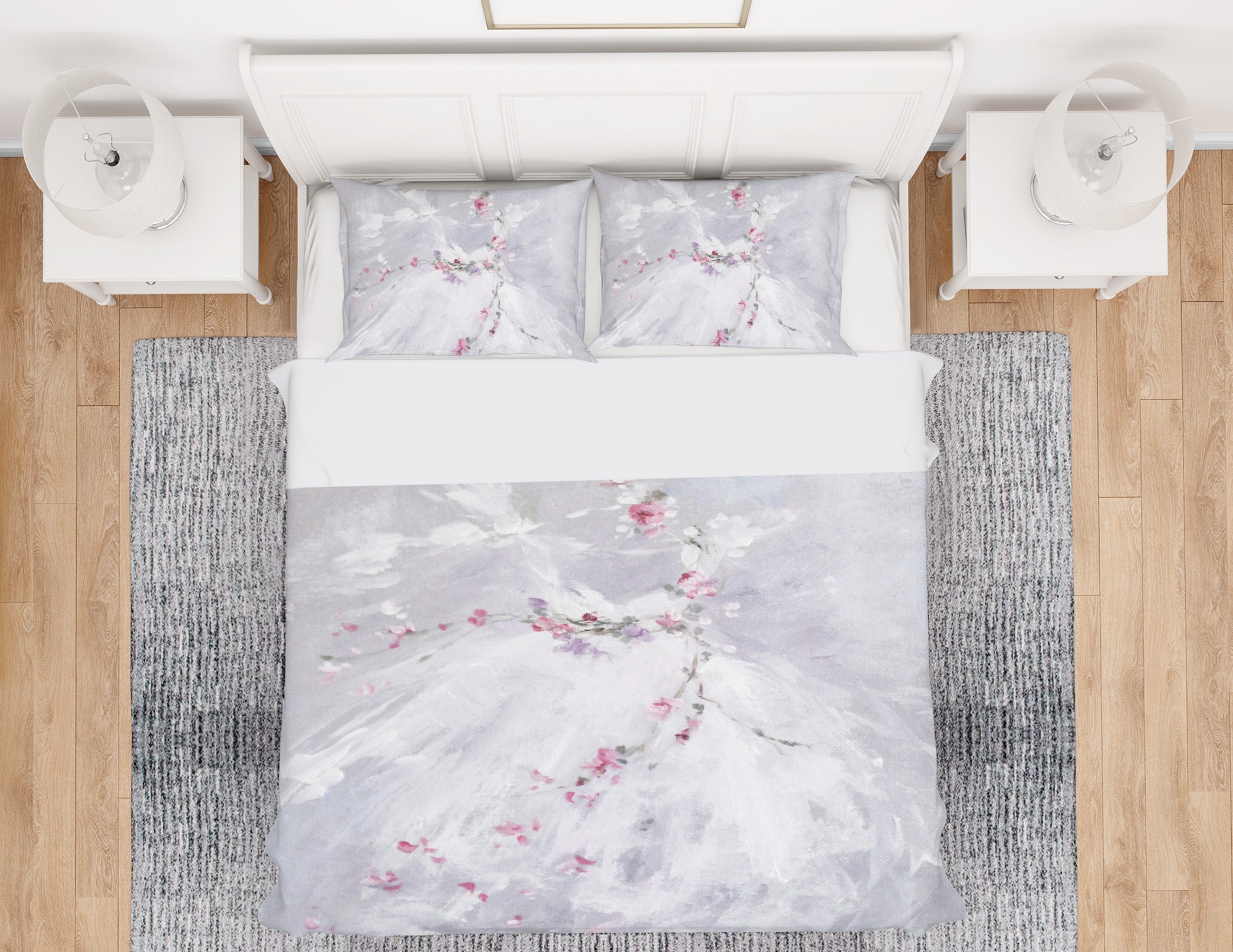 3D White Skirt Flowers 2151 Debi Coules Bedding Bed Pillowcases Quilt