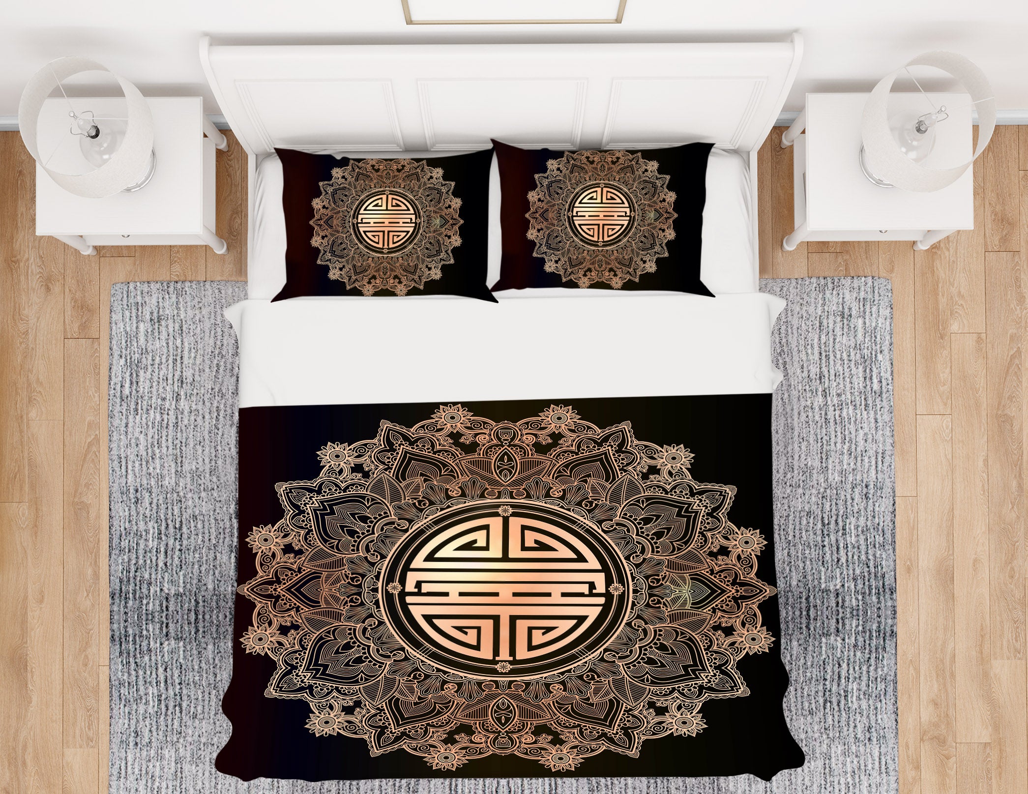 3D Golden Pattern 67002 Bed Pillowcases Quilt