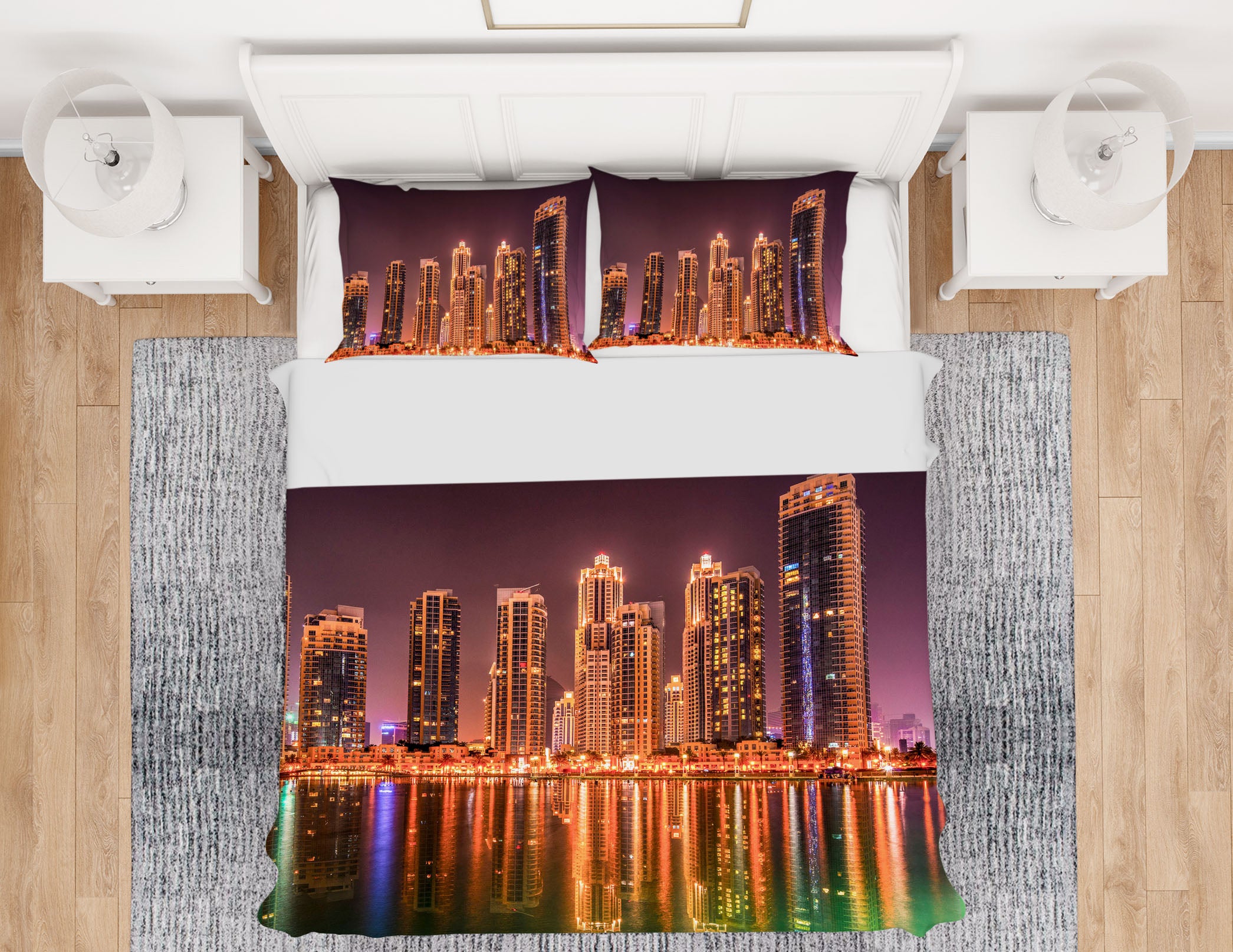 3D Dubai By Night 024 Marco Carmassi Bedding Bed Pillowcases Quilt