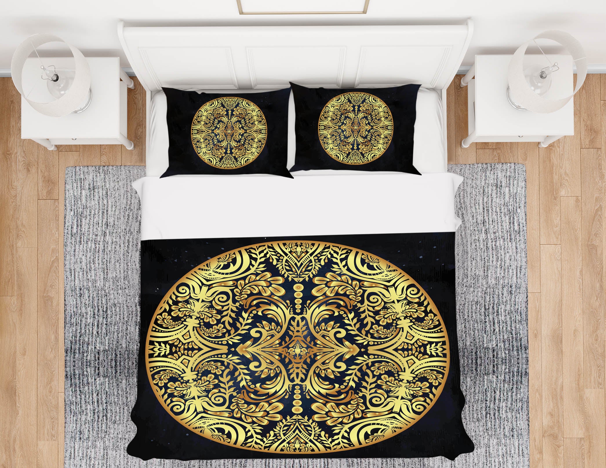 3D Golden Circle Pattern 64040 Bed Pillowcases Quilt