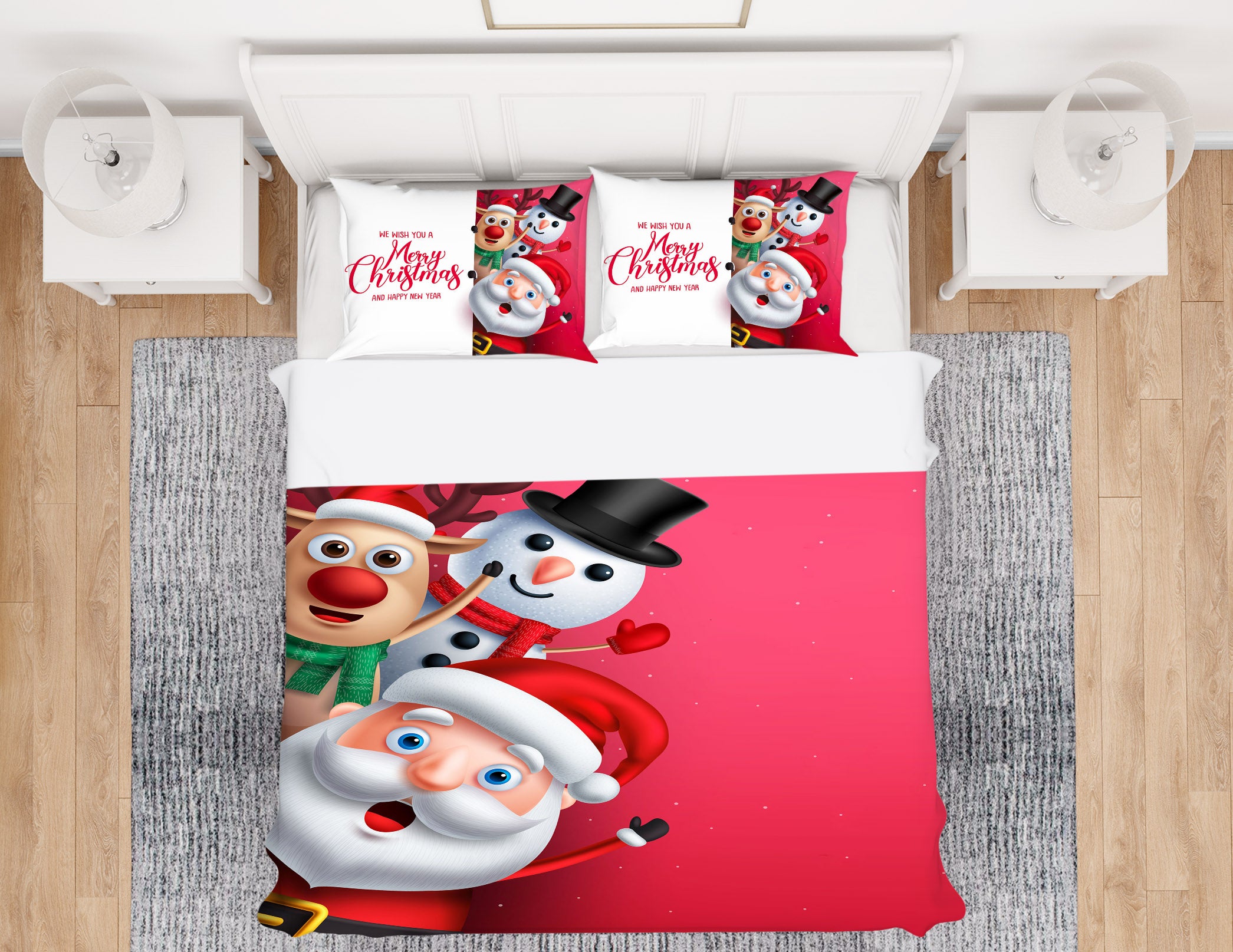 3D Santa Snowman 52167 Christmas Quilt Duvet Cover Xmas Bed Pillowcases