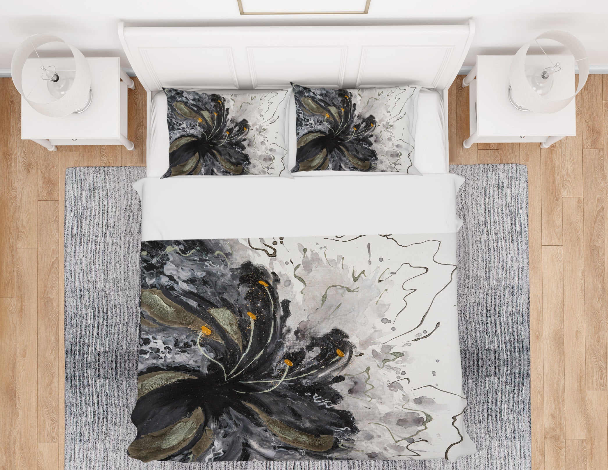 3D Black Ink Flower 541 Skromova Marina Bedding Bed Pillowcases Quilt