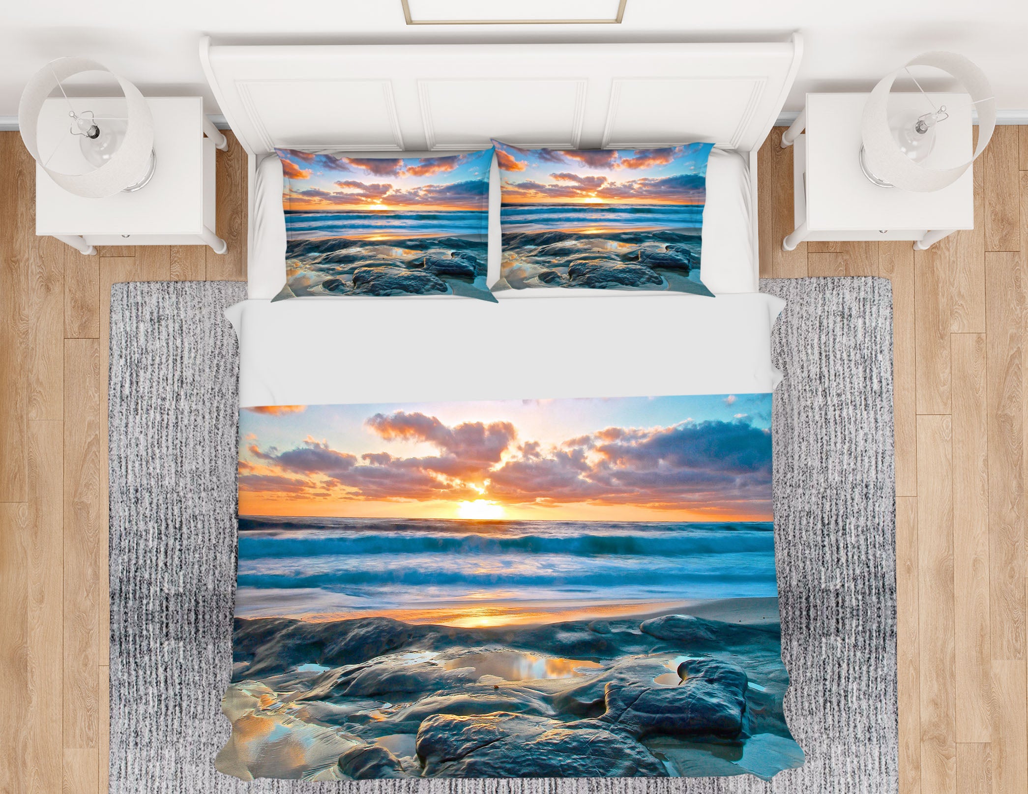 3D Seaside Sunshine Stone 8684 Kathy Barefield Bedding Bed Pillowcases Quilt