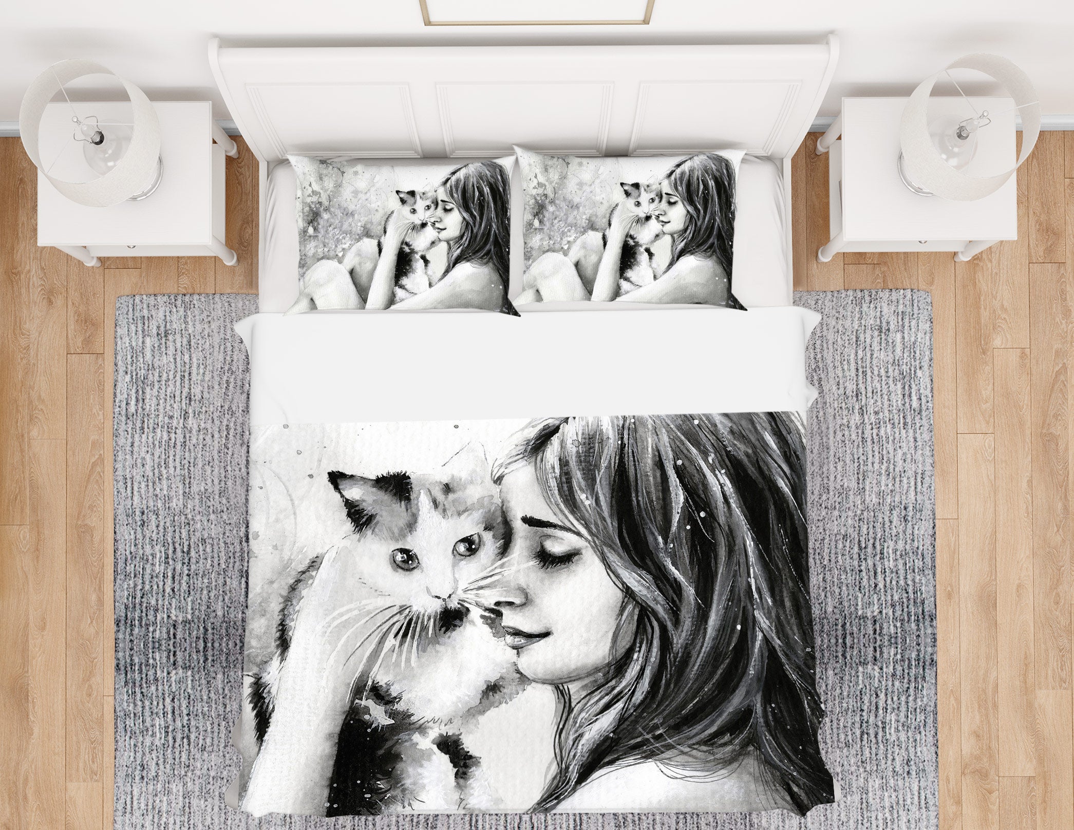 3D Kitten Woman 031 Bed Pillowcases Quilt