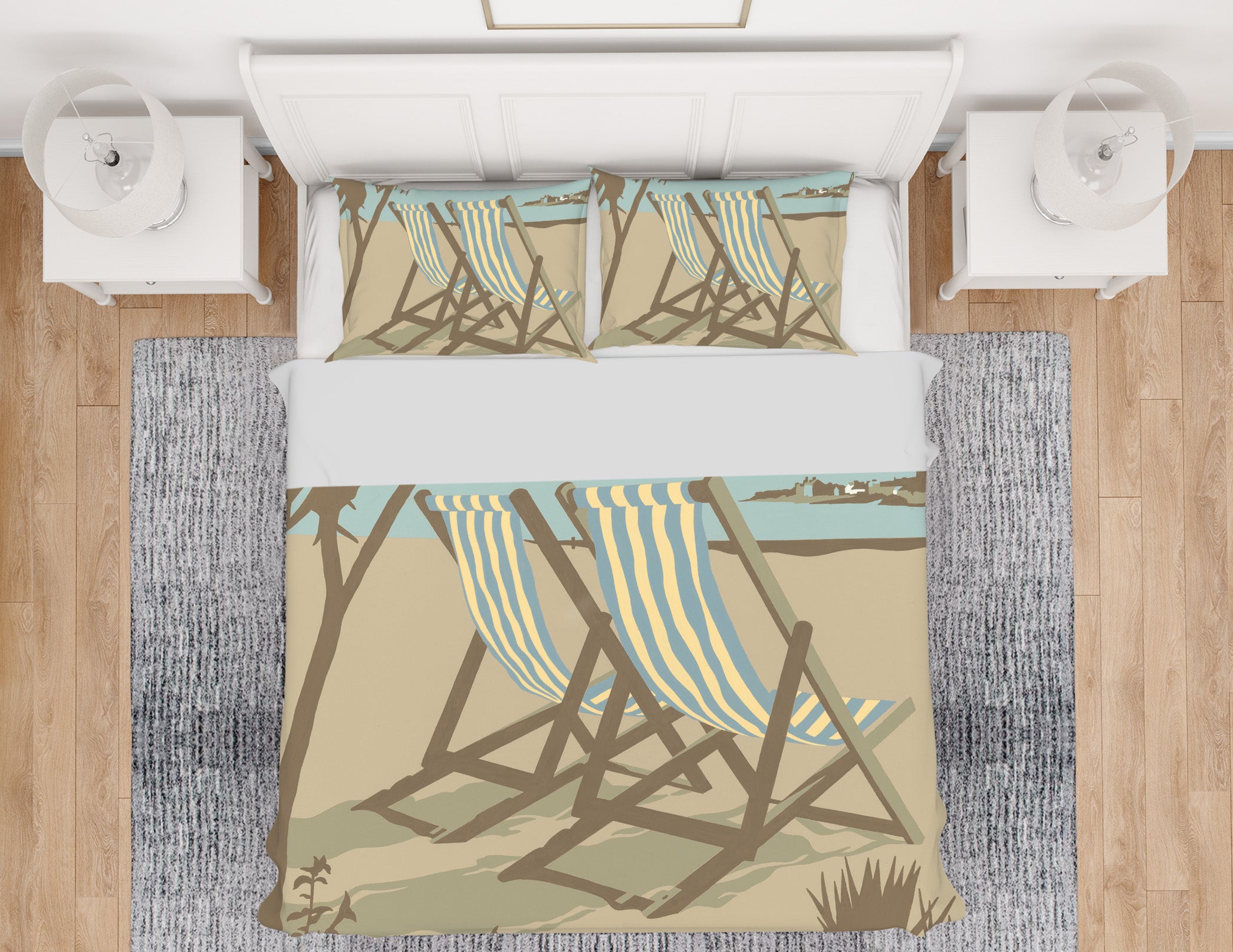 3D Swanage Deckchairs 2070 Steve Read Bedding Bed Pillowcases Quilt