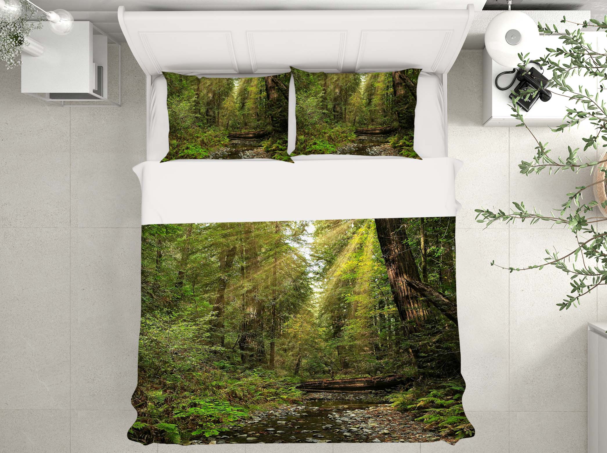 3D Forest Stream 62178 Kathy Barefield Bedding Bed Pillowcases Quilt