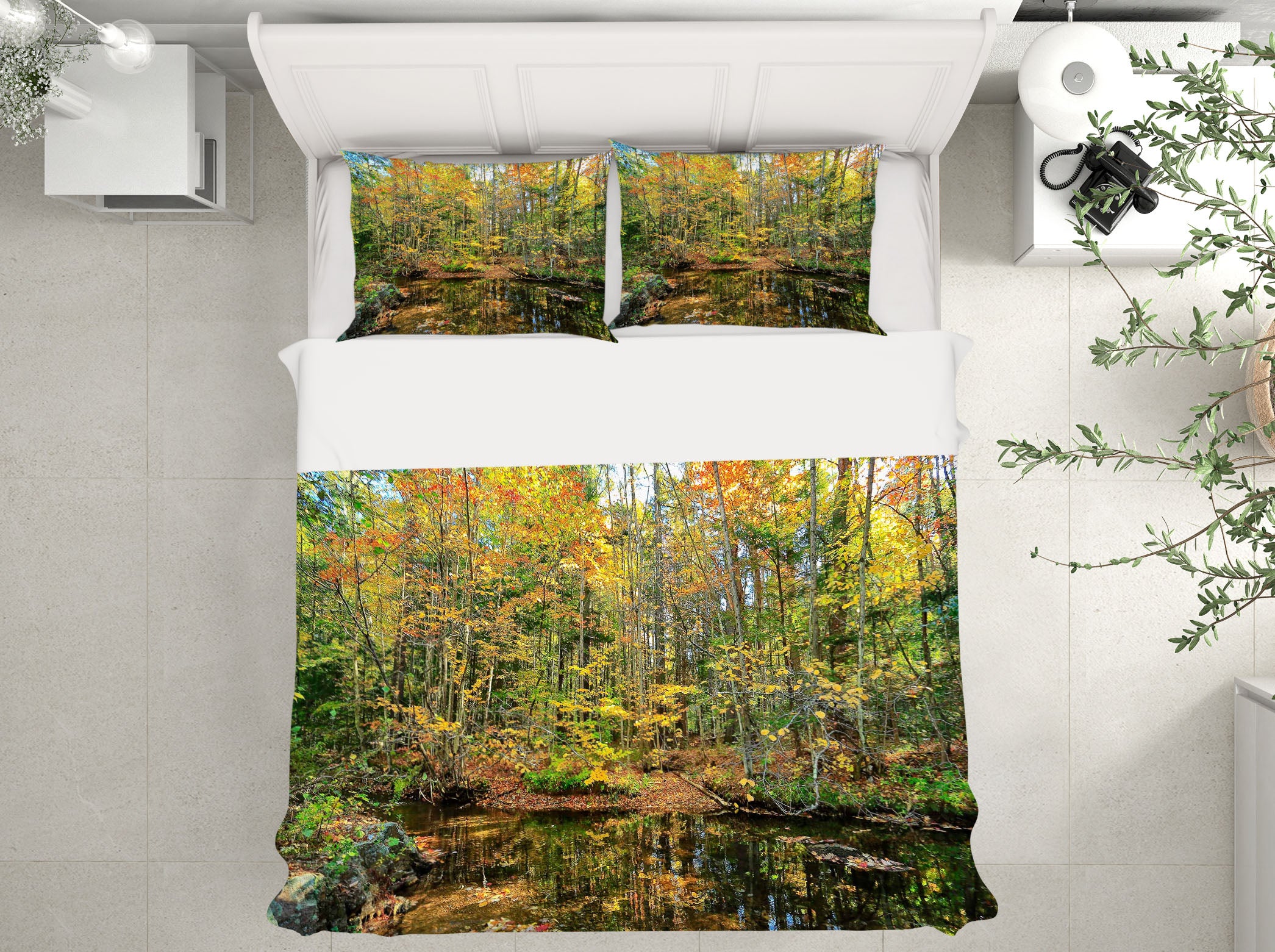 3D Pond Reflections 62192 Kathy Barefield Bedding Bed Pillowcases Quilt