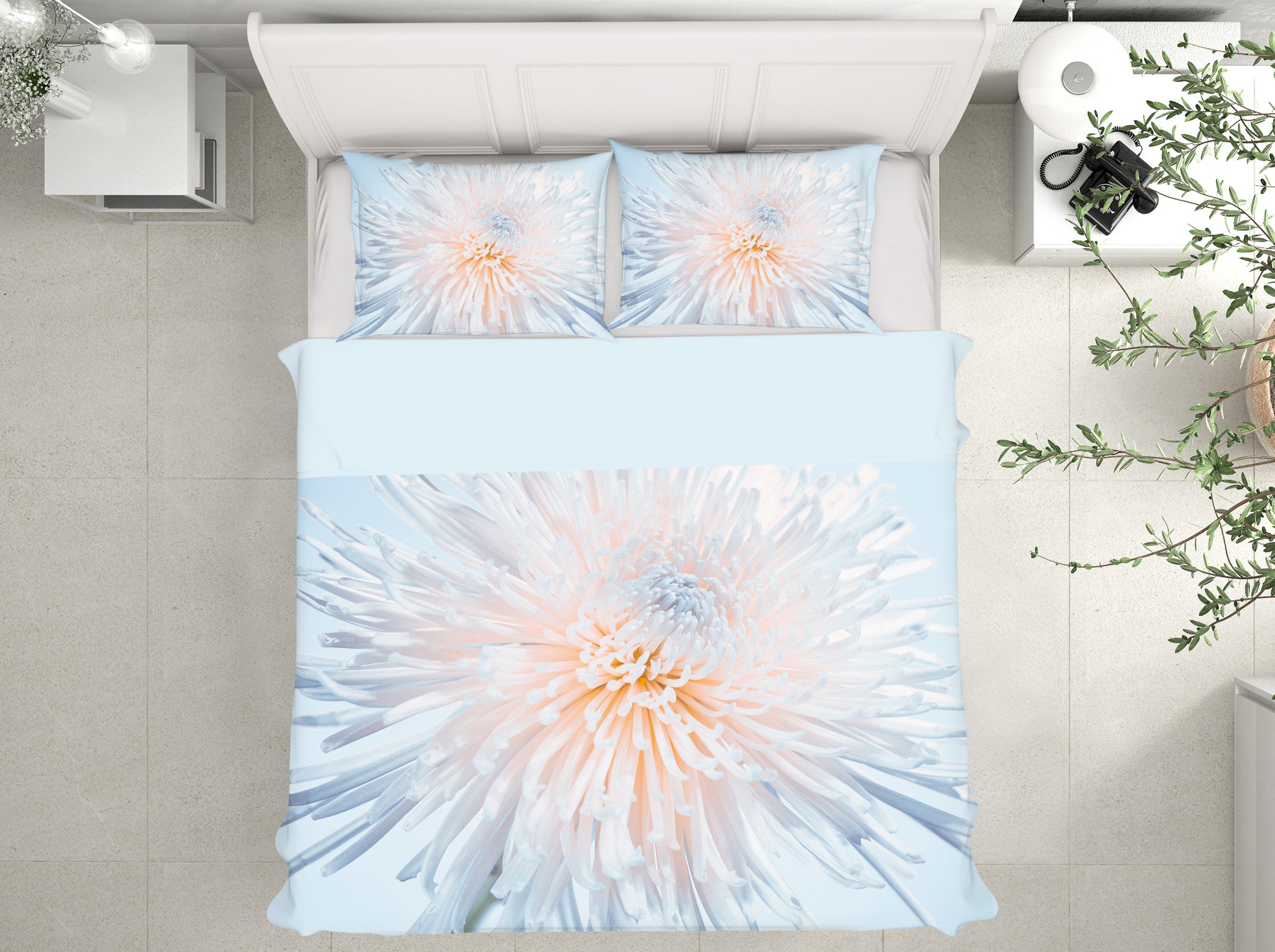 3D White Chrysanthemum 1012 Assaf Frank Bedding Bed Pillowcases Quilt