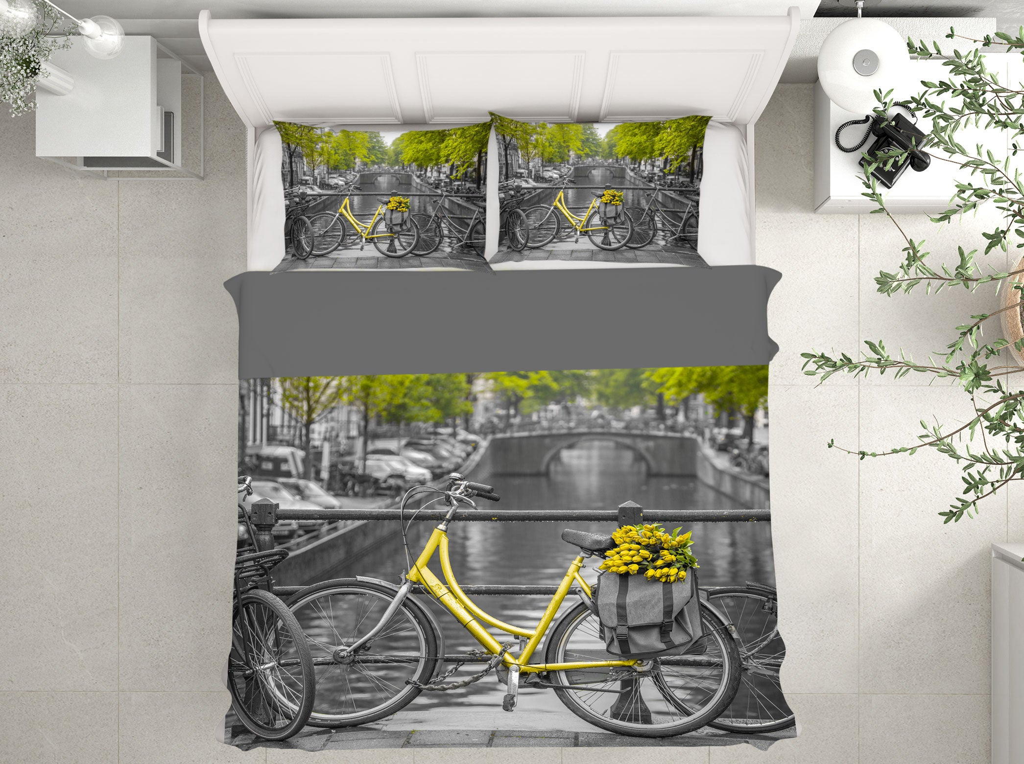 3D Yellow Bicycle River 1035 Assaf Frank Bedding Bed Pillowcases Quilt