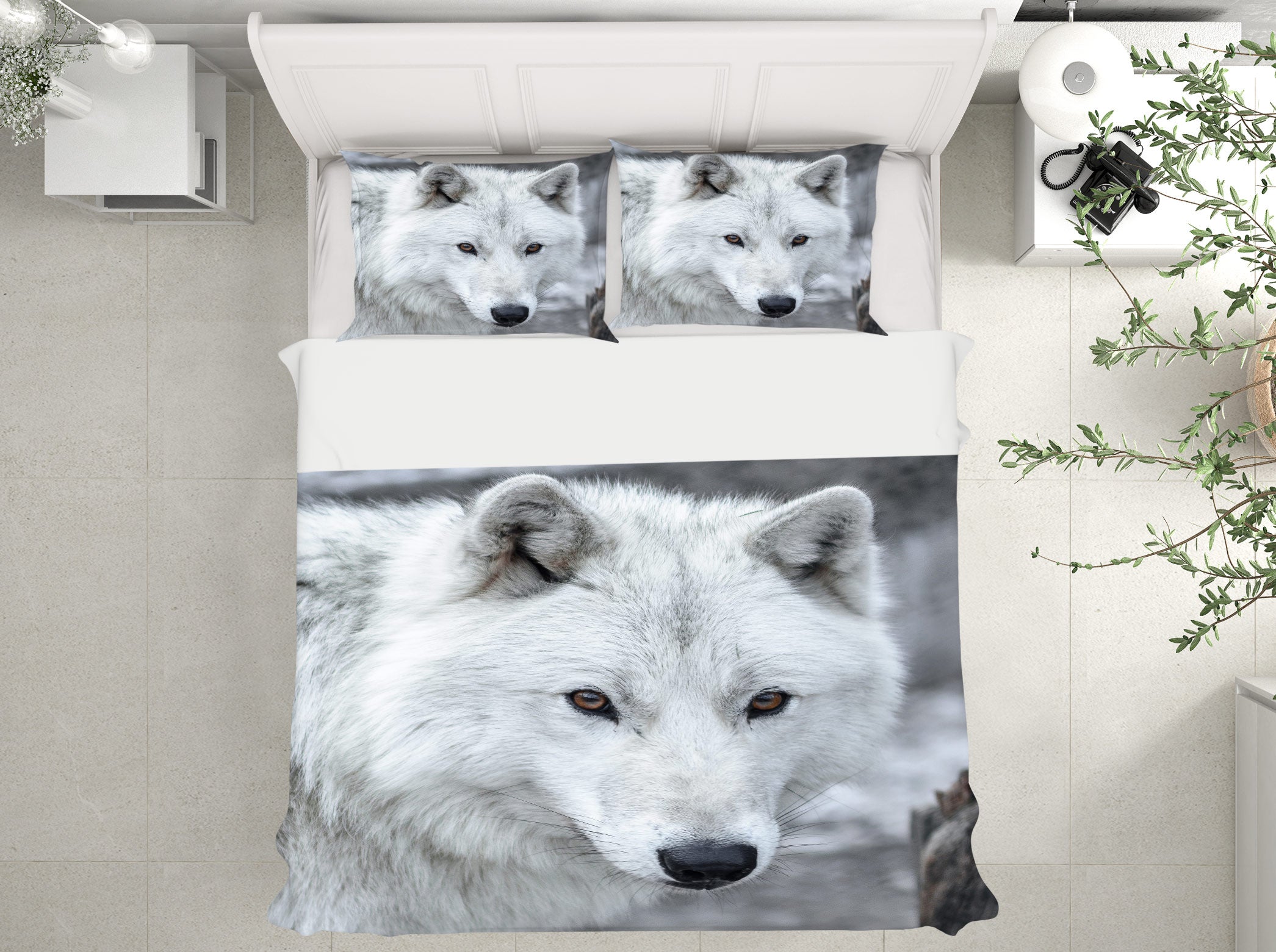 3D White Wolf 72030 Bed Pillowcases Quilt